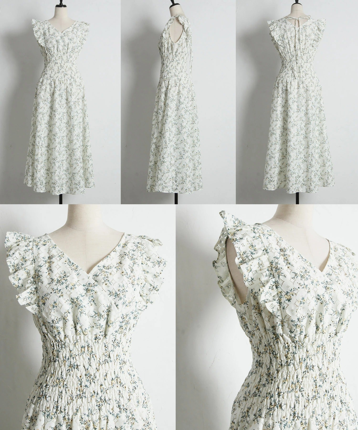 トッコクローゼット tocco closet フラワープリントレースカシュクールワンピース ピンク
