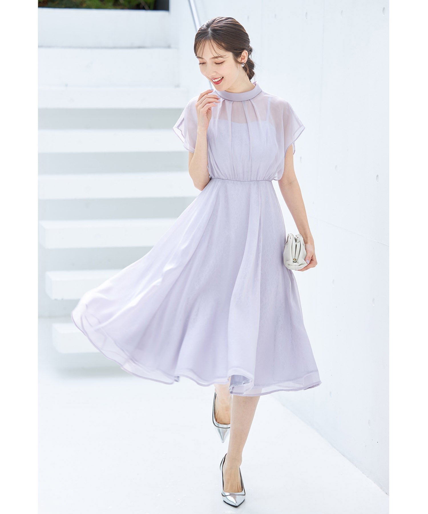 トッコ クローゼット リュクス tocco closet luxe スパン入りレース重ねシフォンドレス （ブラック） ブラック