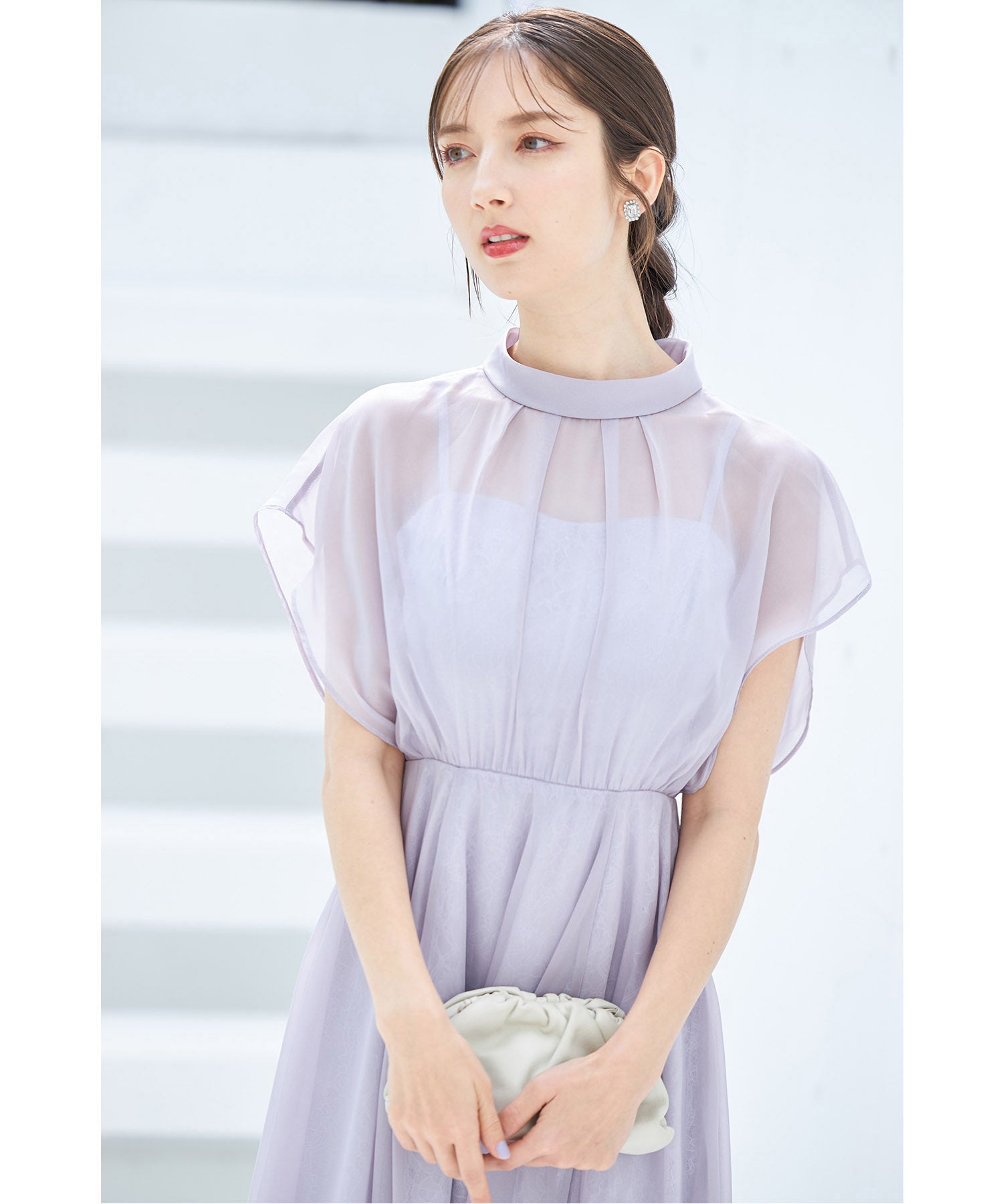 トッコ クローゼット リュクス tocco closet luxe スパン入りレース重ねシフォンドレス （ブラック） ブラック