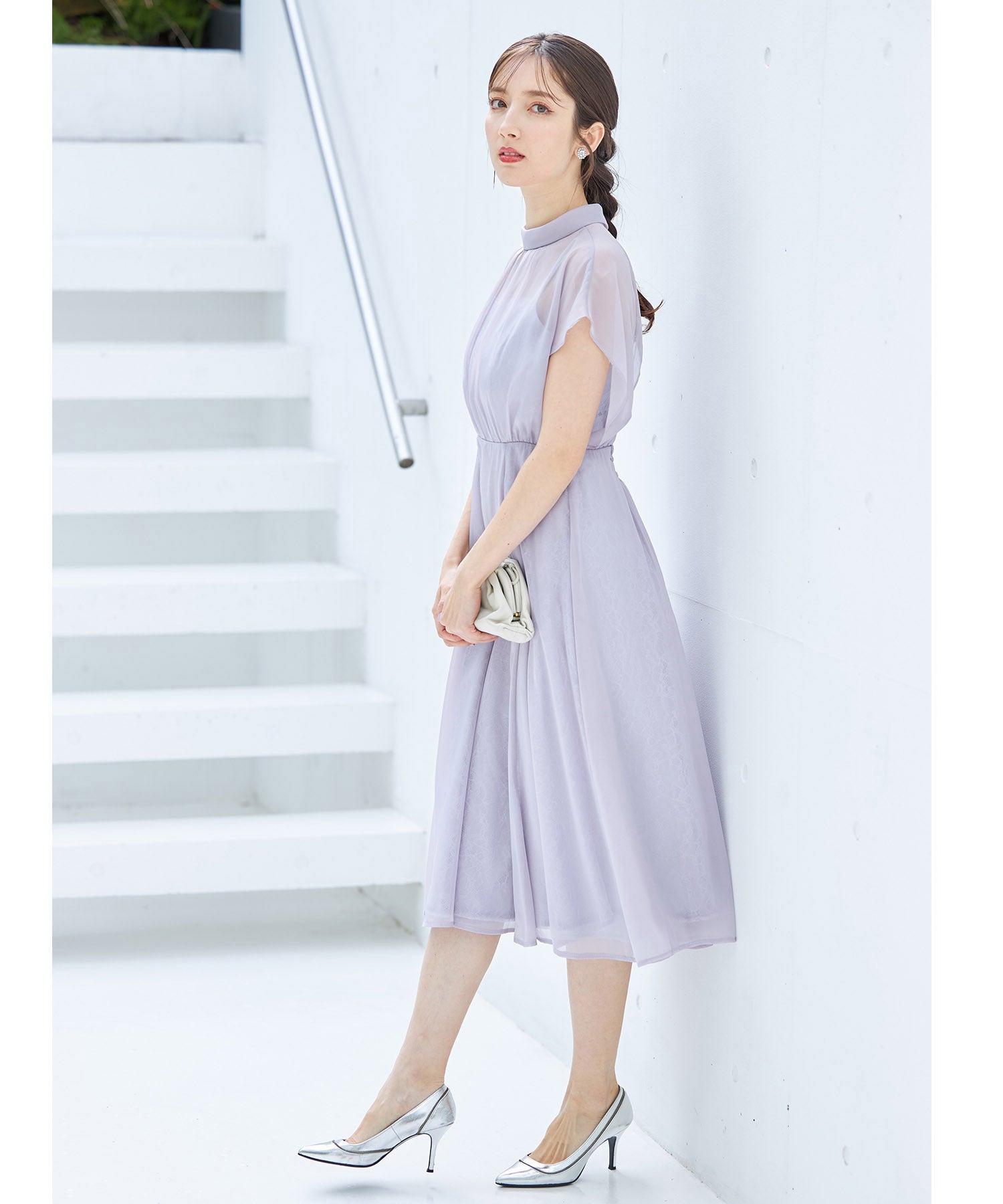 トッコ クローゼット リュクス tocco closet luxe スパン入りレース重ねシフォンドレス （ブラック） ブラック