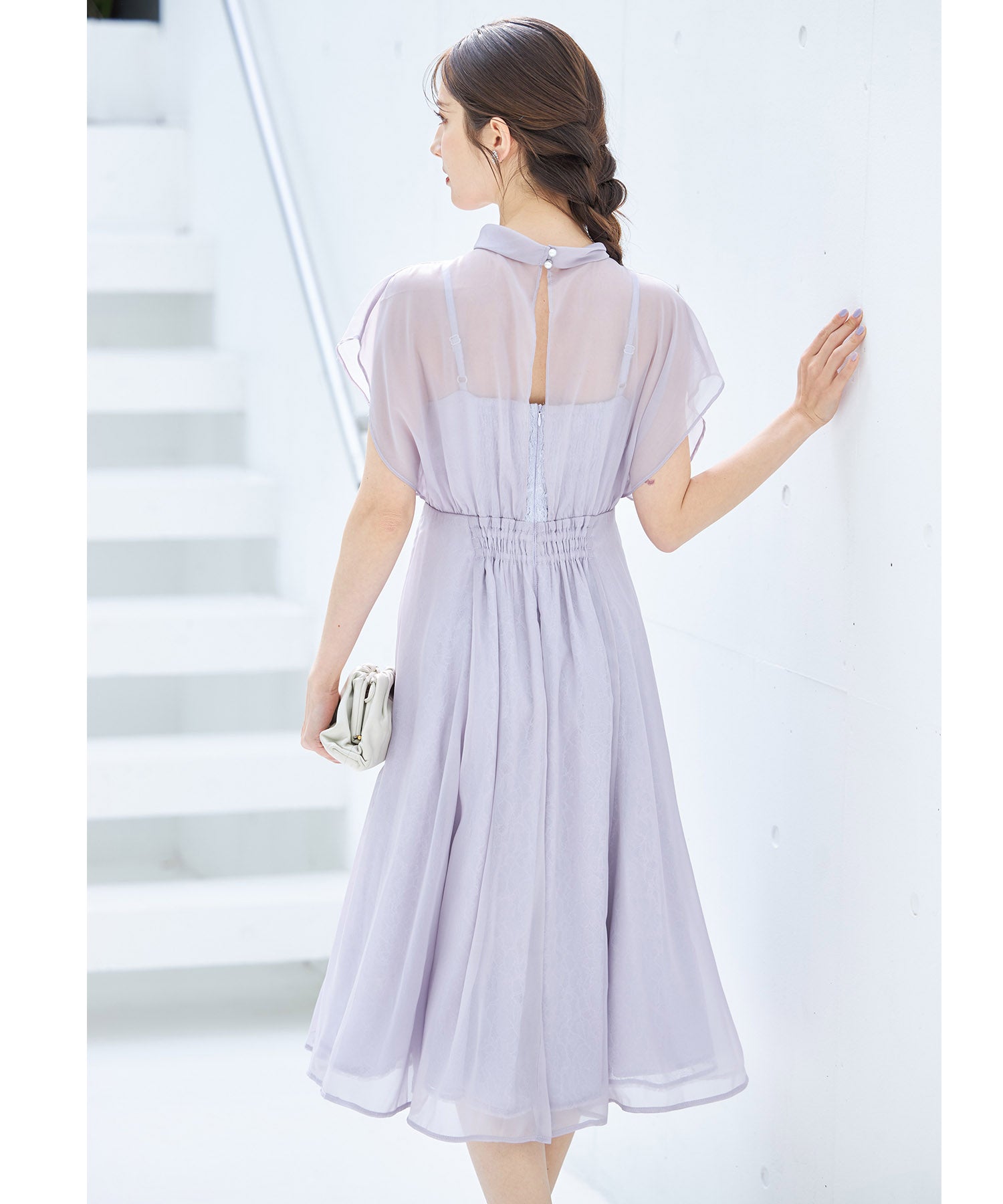 トッコ クローゼット リュクス tocco closet luxe スパン入りレース重ねシフォンドレス （ブラック） ブラック