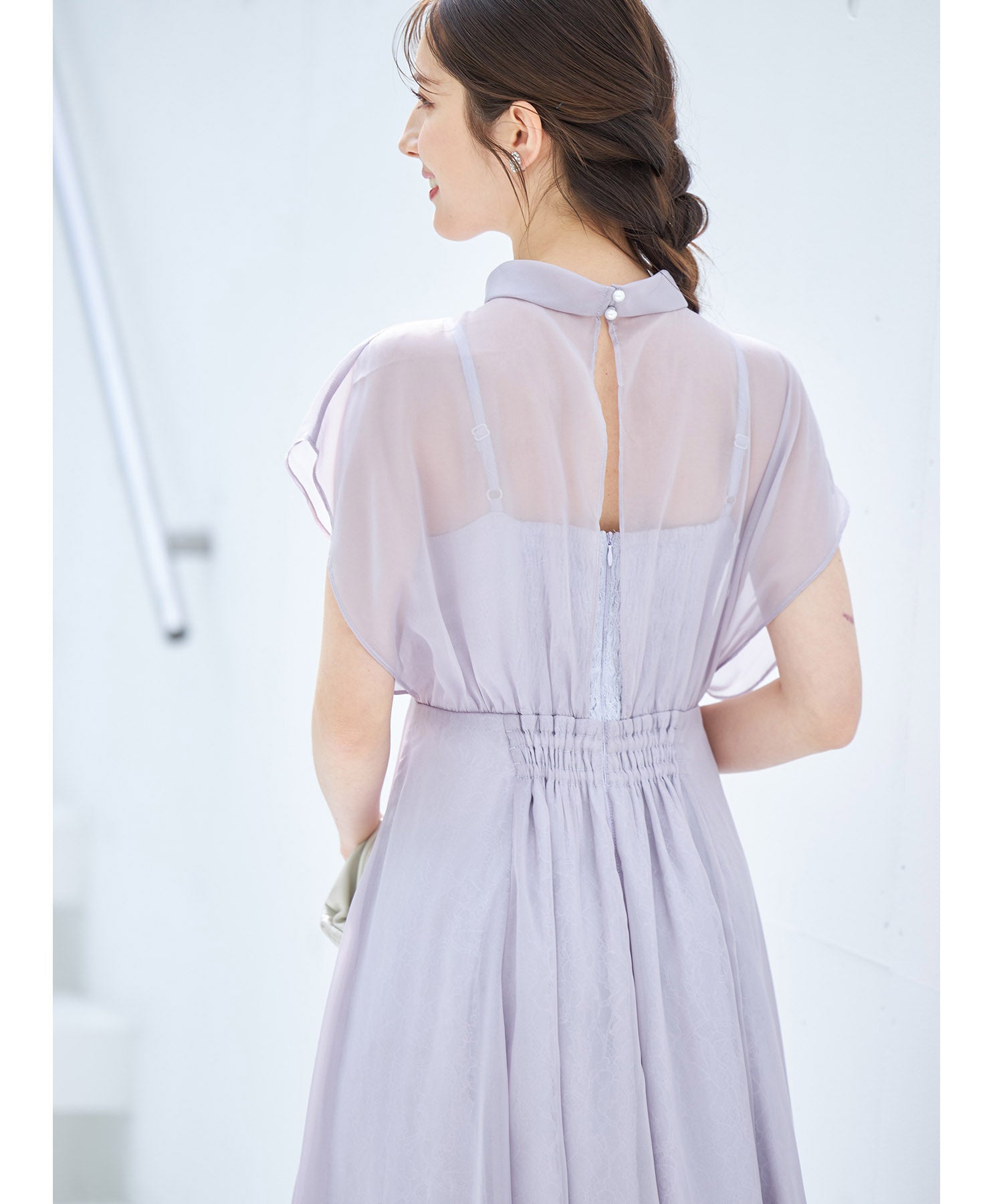 トッコ クローゼット リュクス tocco closet luxe スパン入りレース重ねシフォンドレス （ブラック） ブラック