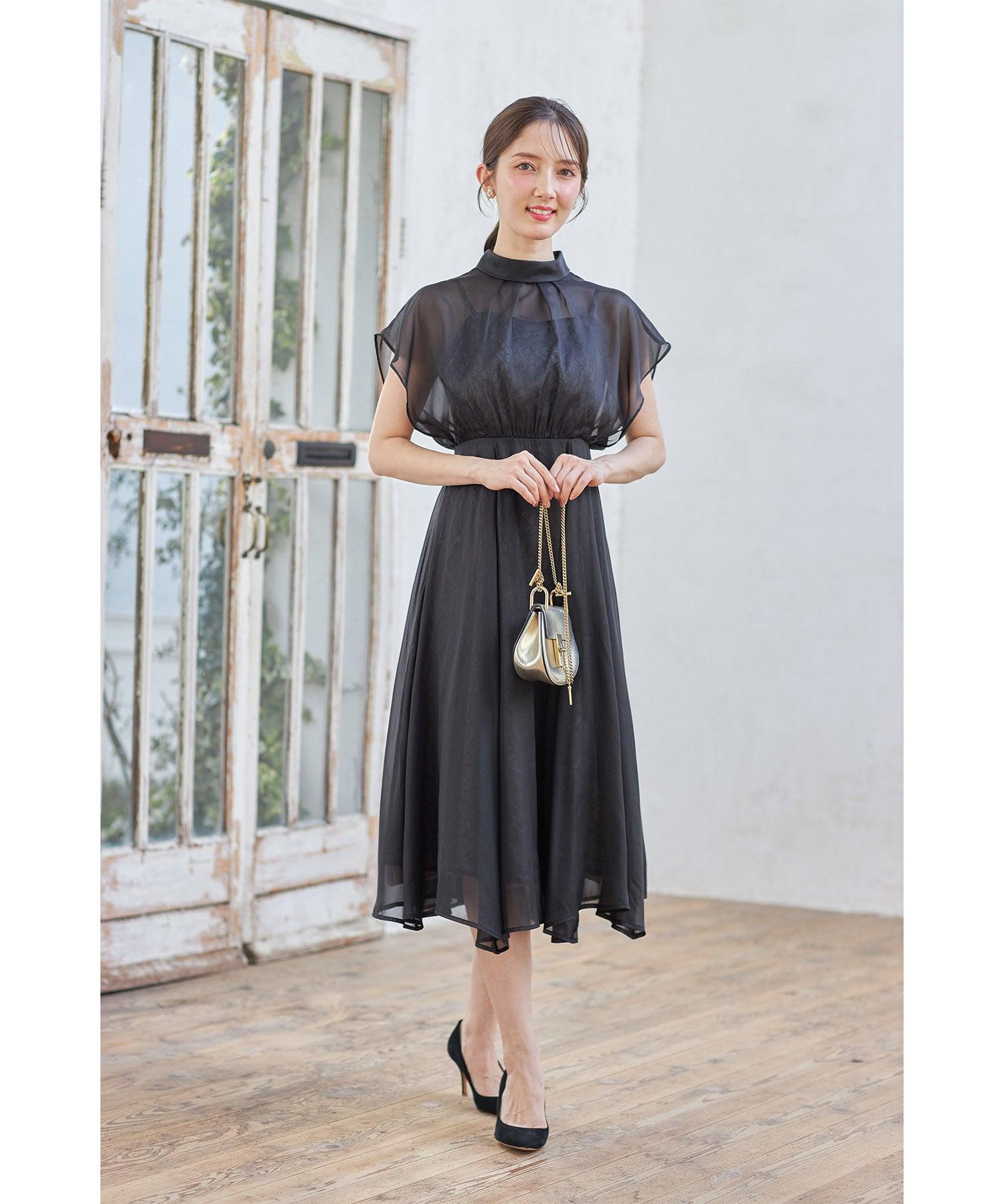 トッコ クローゼット リュクス tocco closet luxe スパン入りレース重ねシフォンドレス （ブラック） ブラック