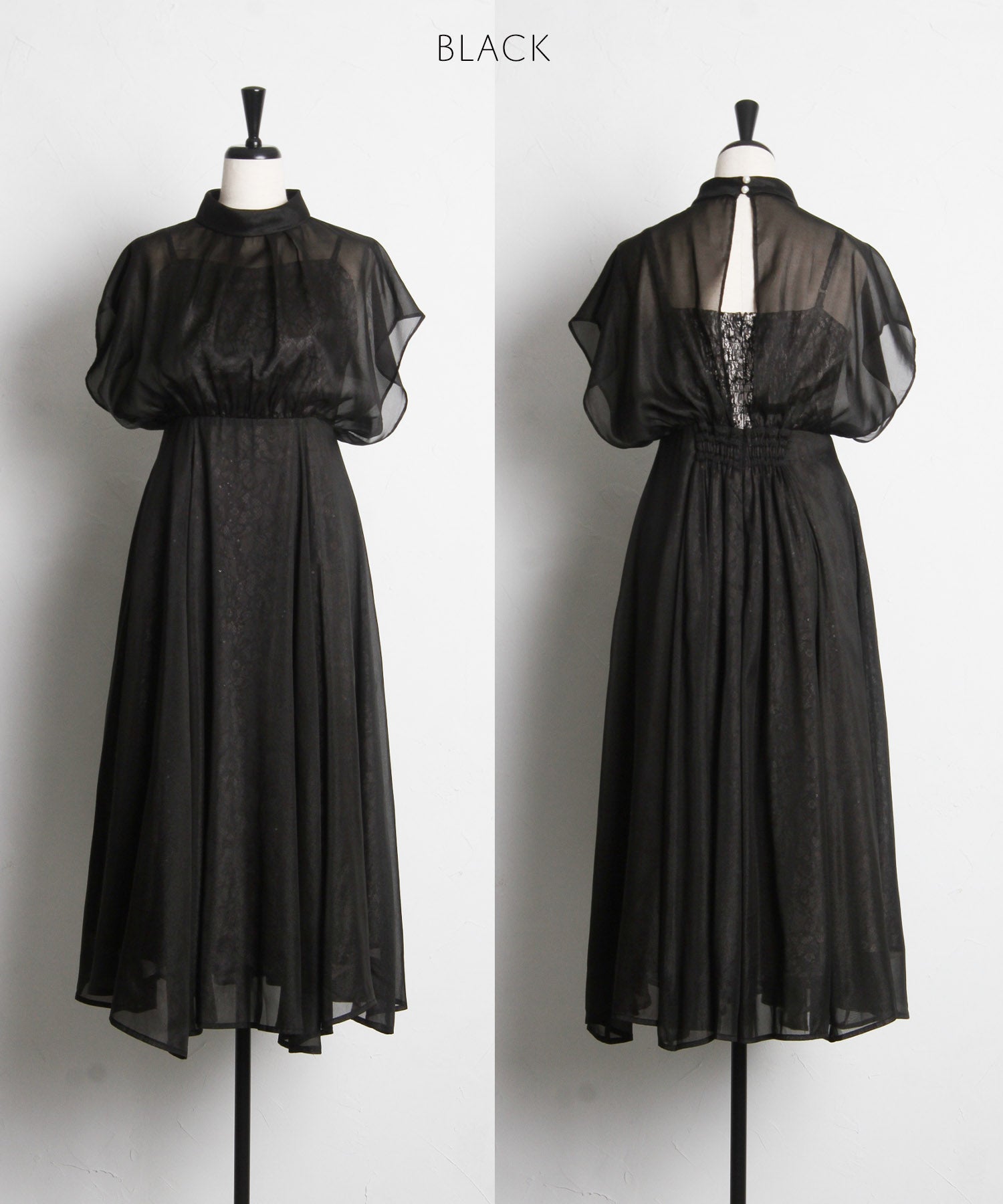 トッコ クローゼット リュクス tocco closet luxe スパン入りレース重ねシフォンドレス （ブラック） ブラック