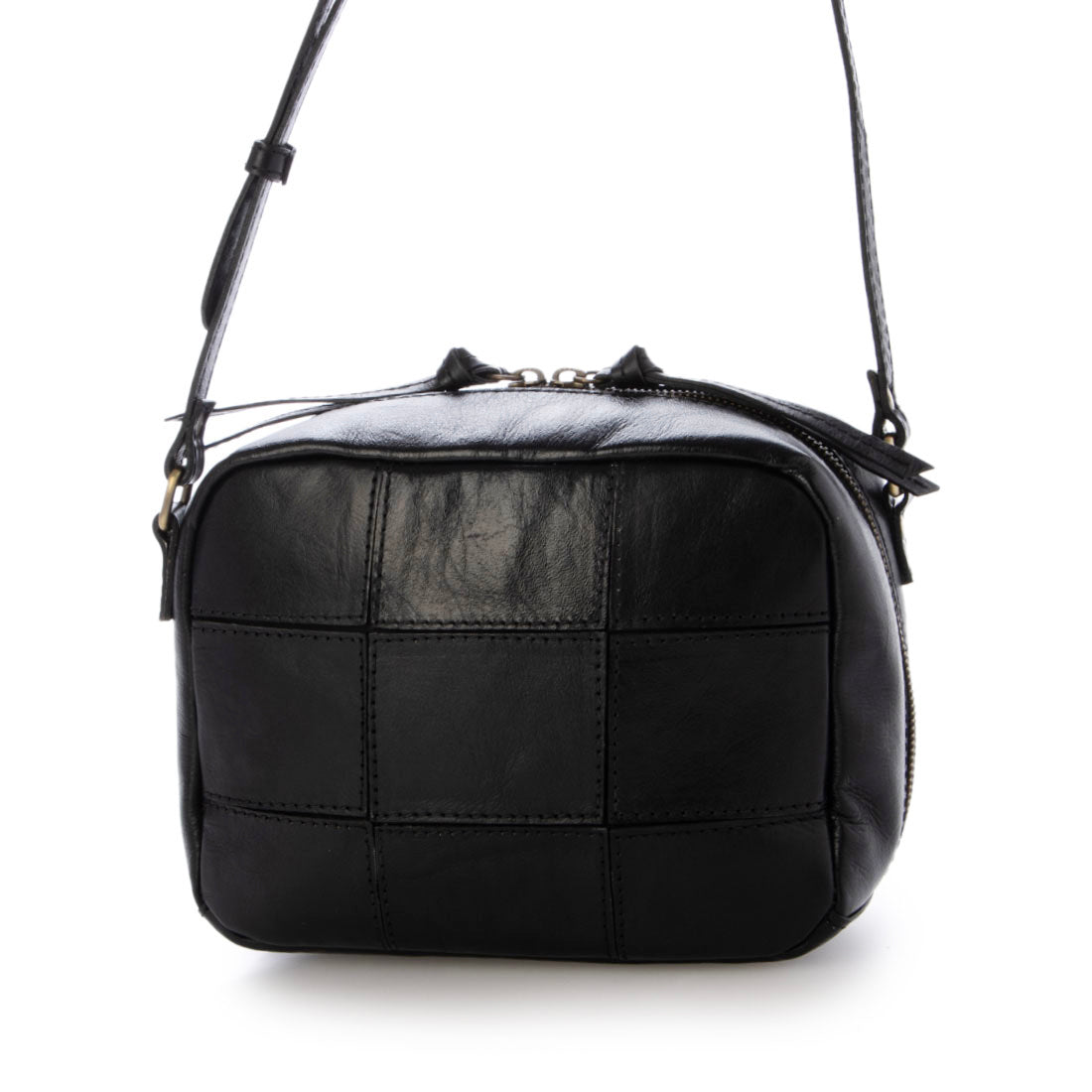 ピークスピーク PEAKSPEAK 牛革パッチワークスクエアショルダー （BK） BK