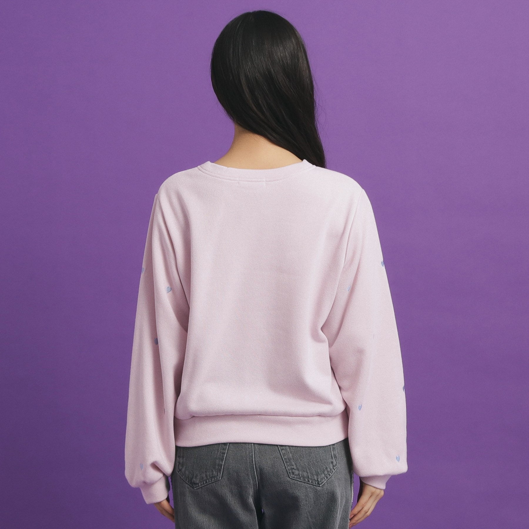 ピンク ラテ PINK-latte 総 刺繍ラメ裏毛トップス