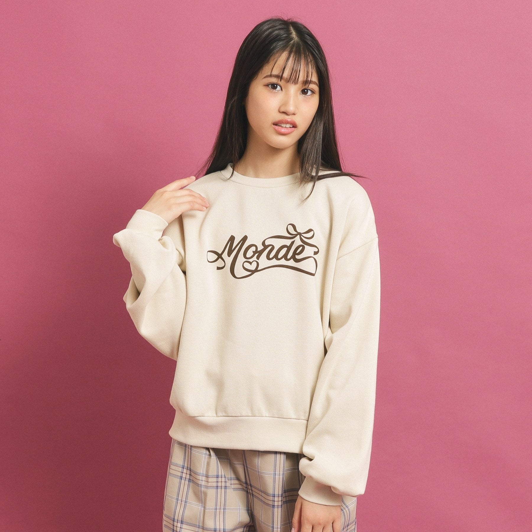 ピンク ラテ PINK-latte コットン混裏起毛スウェット