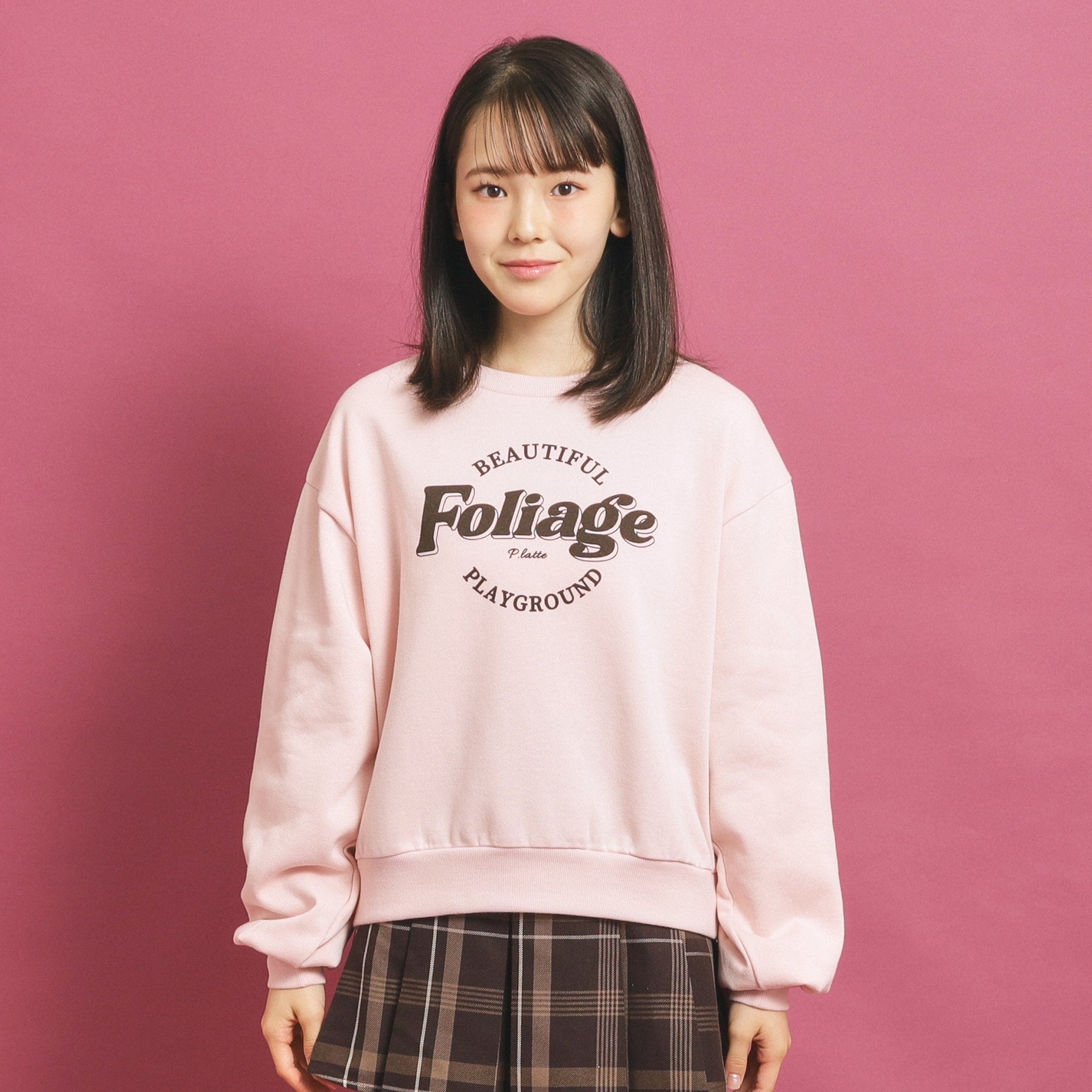 ピンク ラテ PINK-latte コットン混裏起毛スウェット