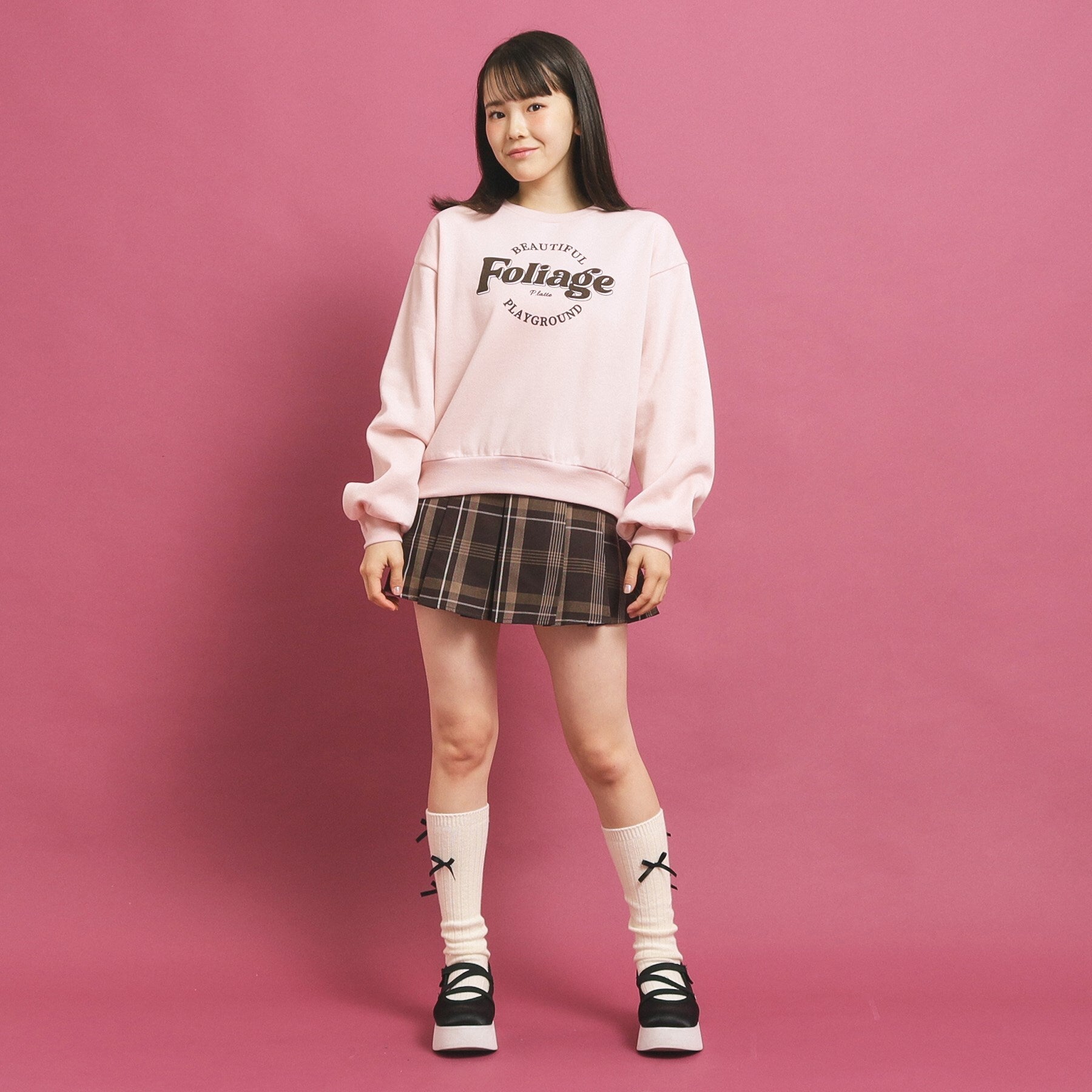 ピンク ラテ PINK-latte コットン混裏起毛スウェット