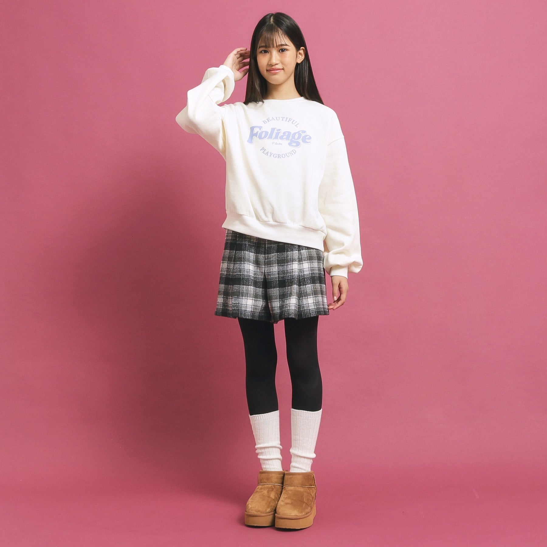 ピンク ラテ PINK-latte コットン混裏起毛スウェット