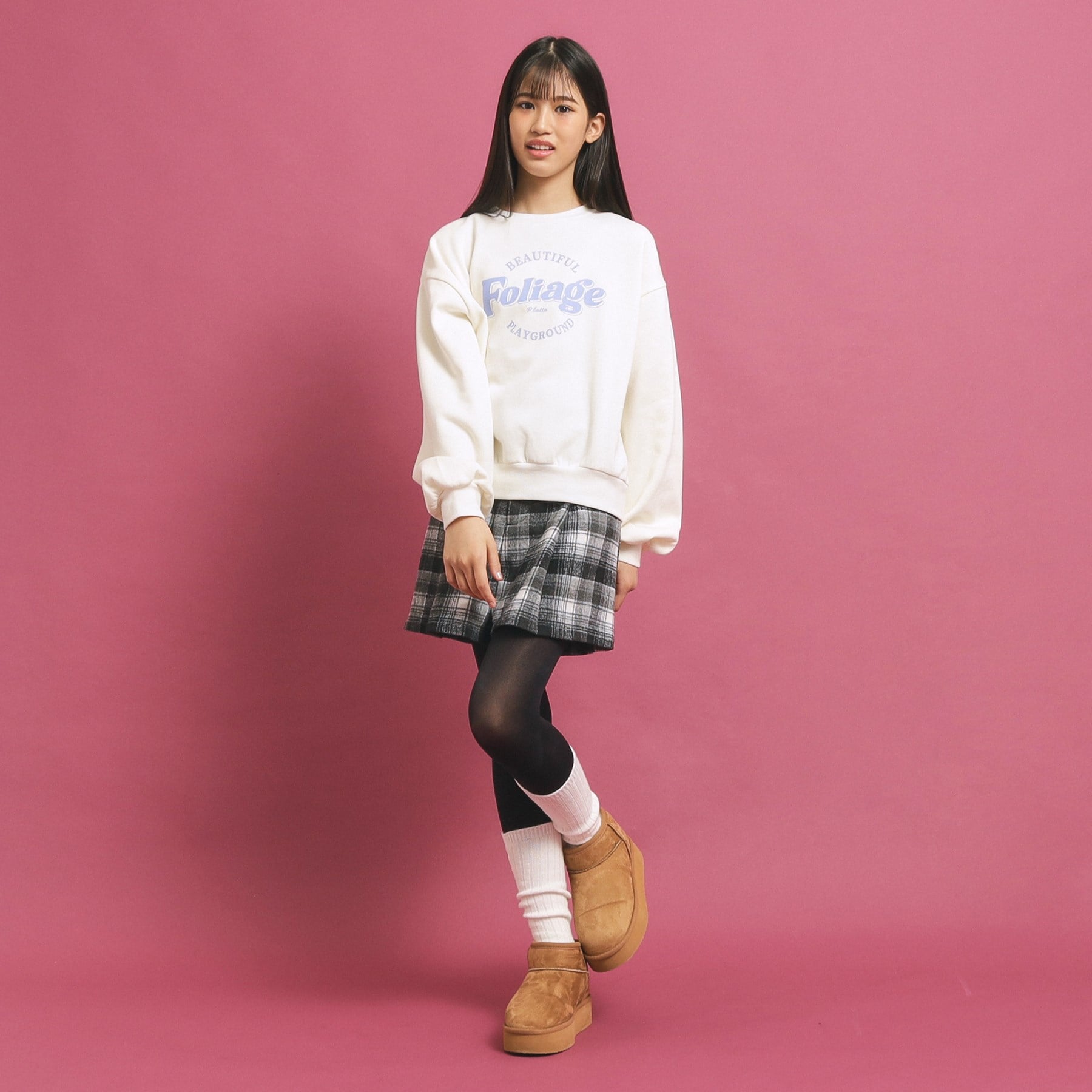 ピンク ラテ PINK-latte コットン混裏起毛スウェット