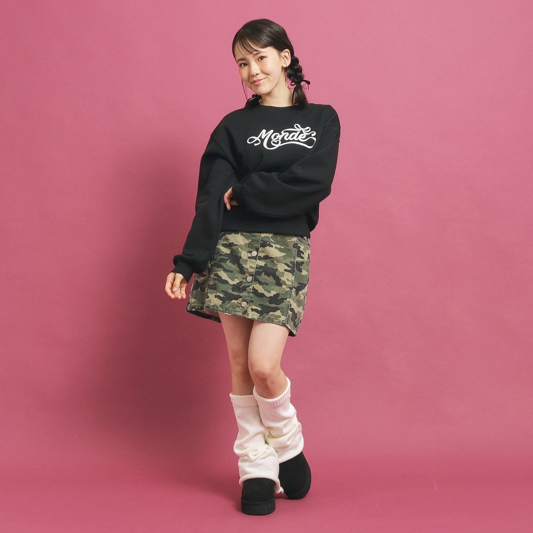 ピンク ラテ PINK-latte コットン混裏起毛スウェット