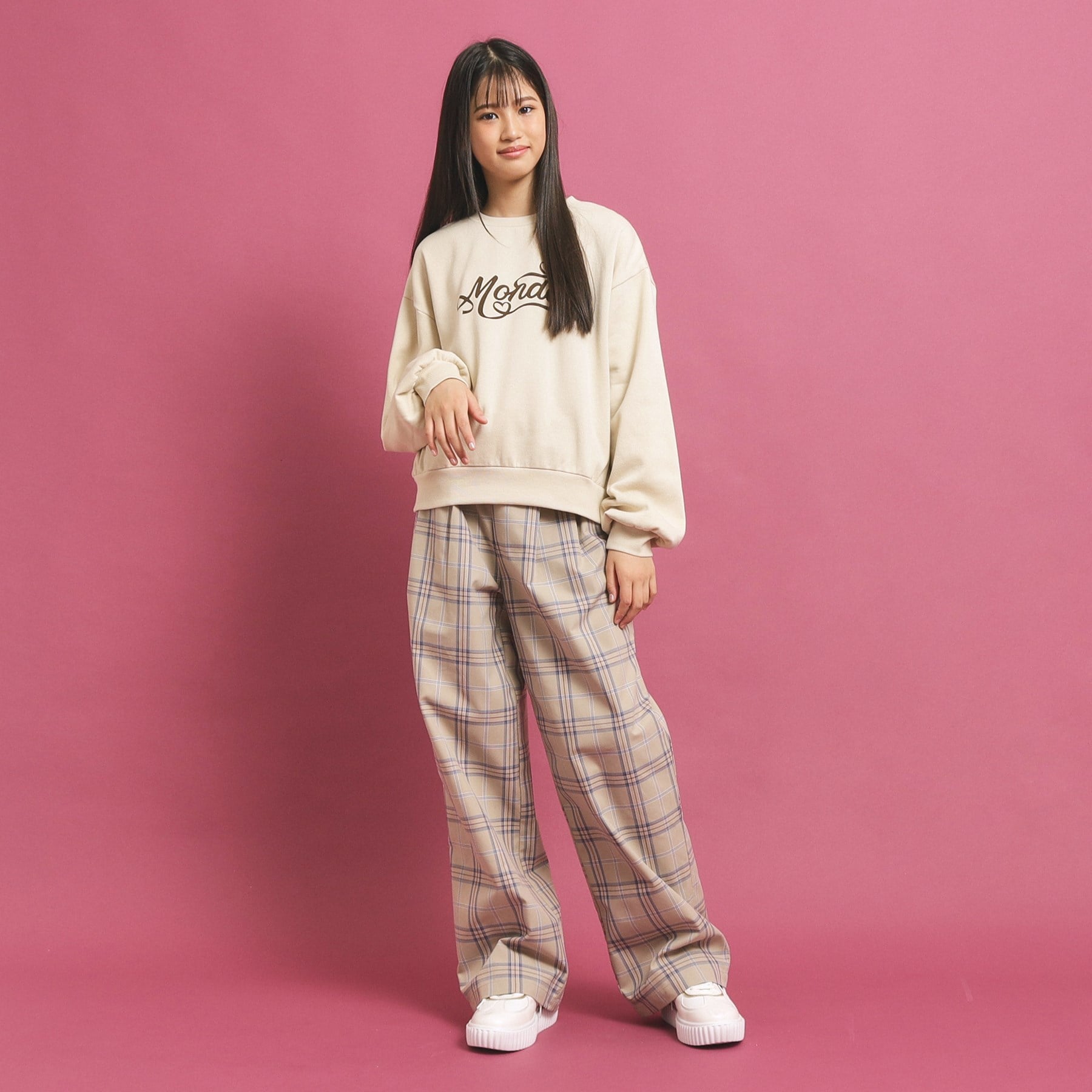 ピンク ラテ PINK-latte コットン混裏起毛スウェット