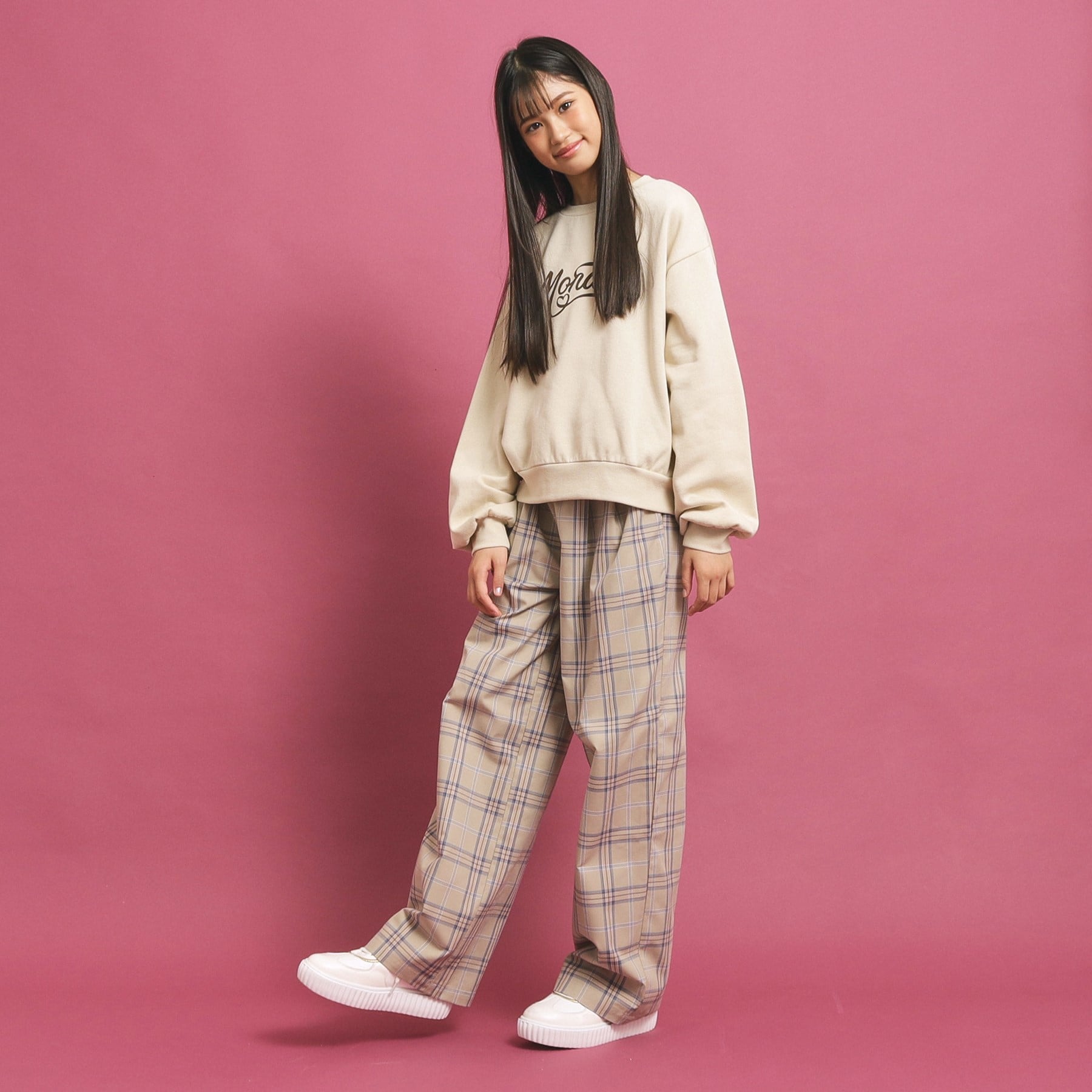 ピンク ラテ PINK-latte コットン混裏起毛スウェット