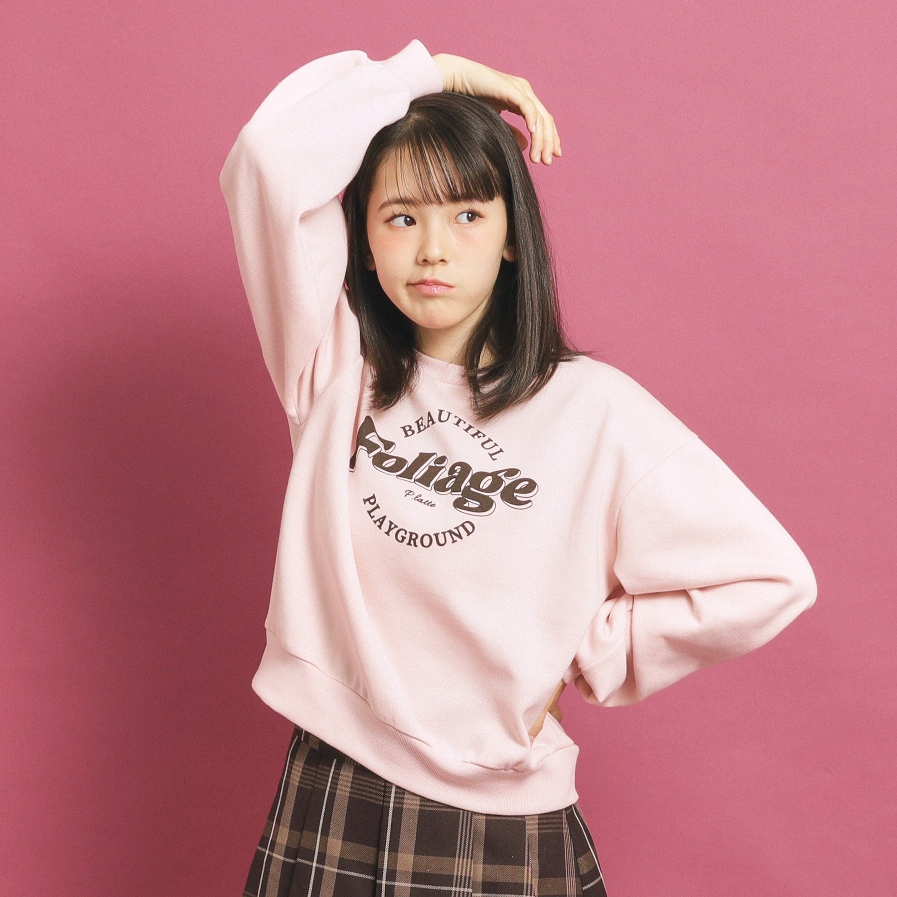 ピンク ラテ PINK-latte コットン混裏起毛スウェット