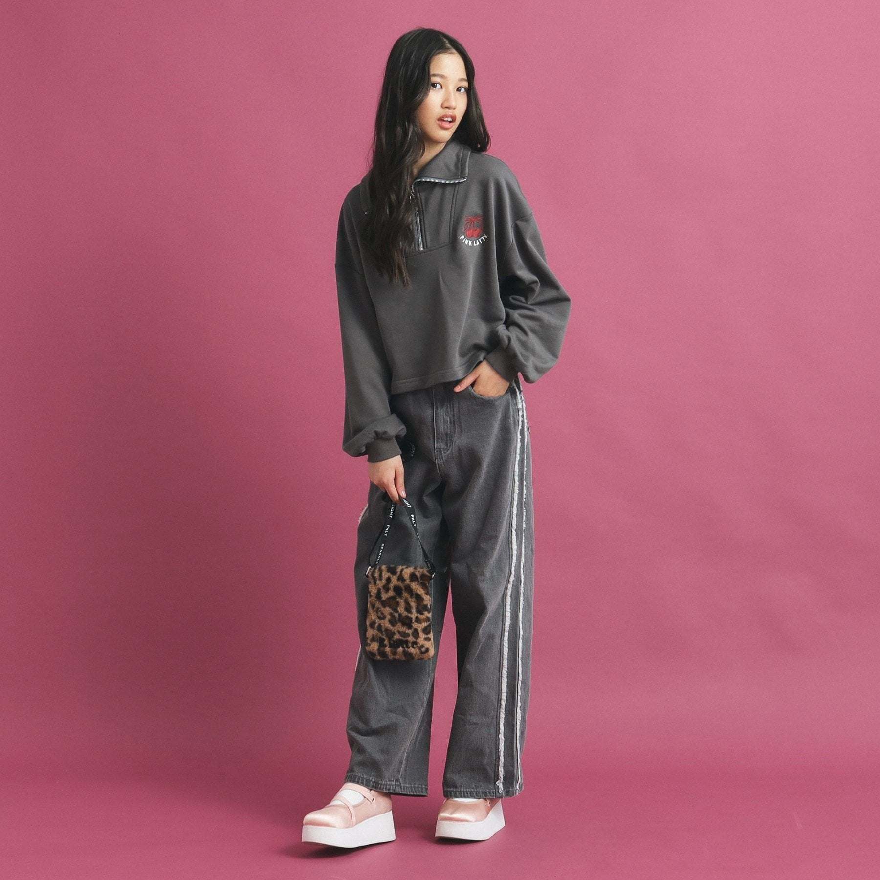 ピンク ラテ PINK-latte 【セットアイテム】ハーフジップ＆フリルスカート