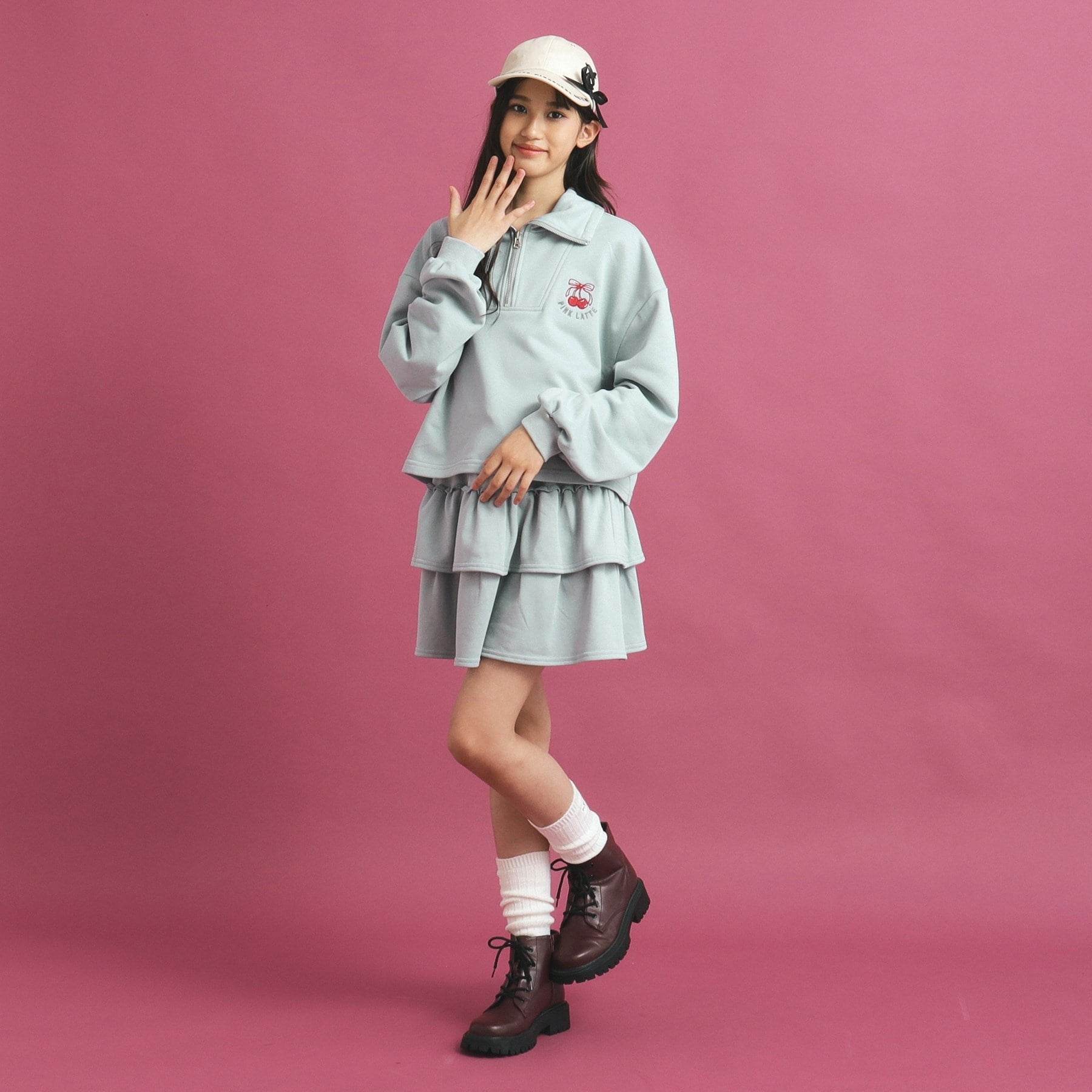 ピンク ラテ PINK-latte 【セットアイテム】ハーフジップ＆フリルスカート