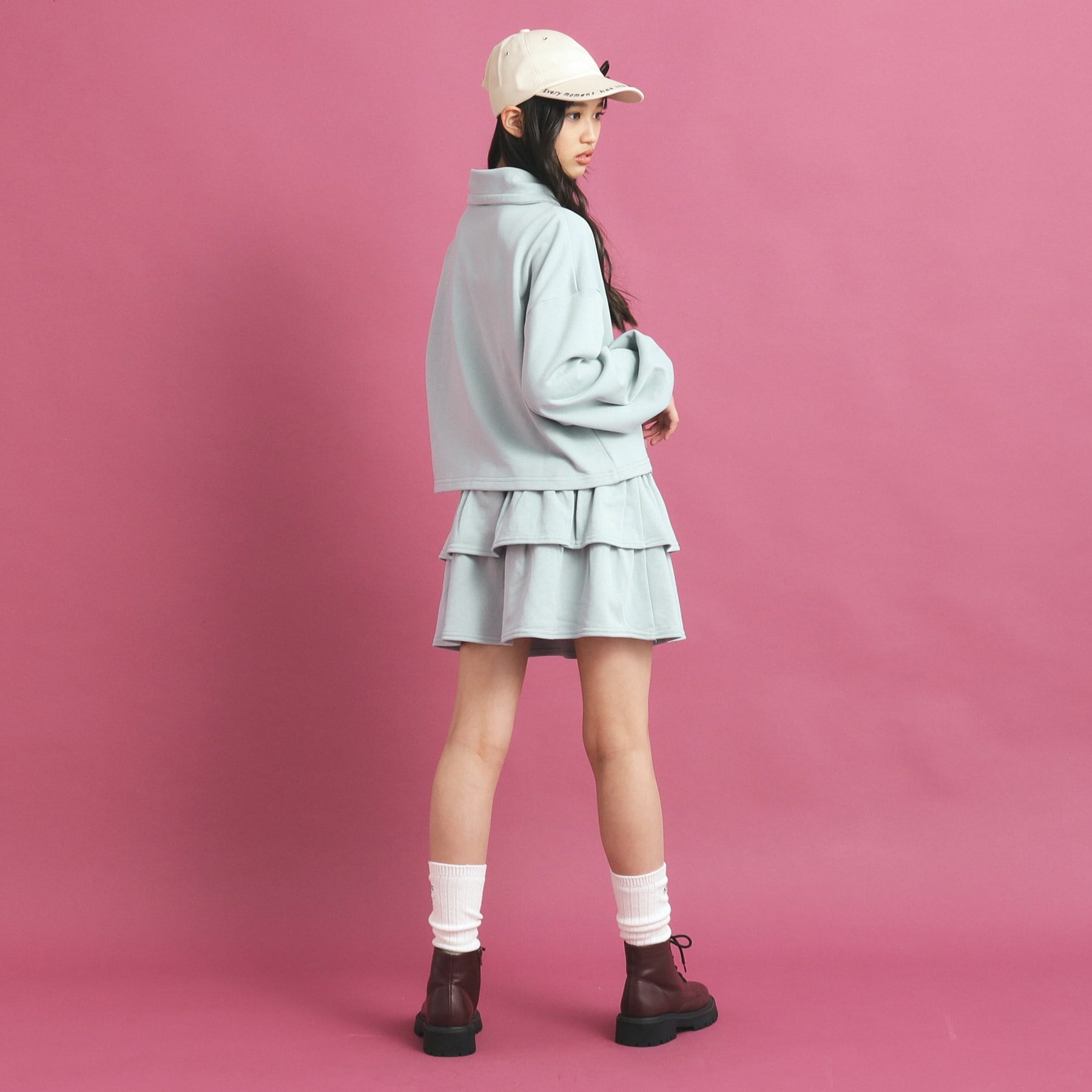 ピンク ラテ PINK-latte 【セットアイテム】ハーフジップ＆フリルスカート