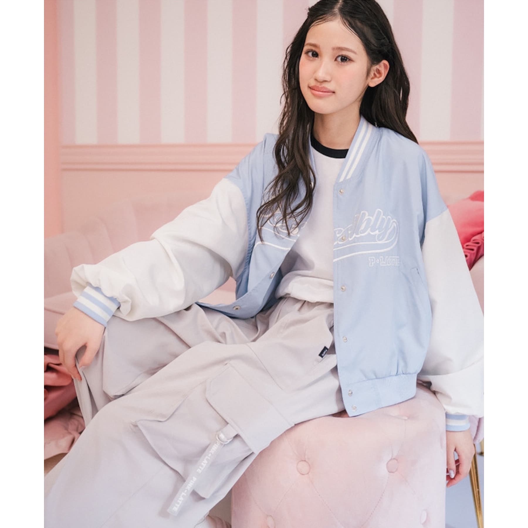 ピンク ラテ PINK-latte アップリケスタジャン