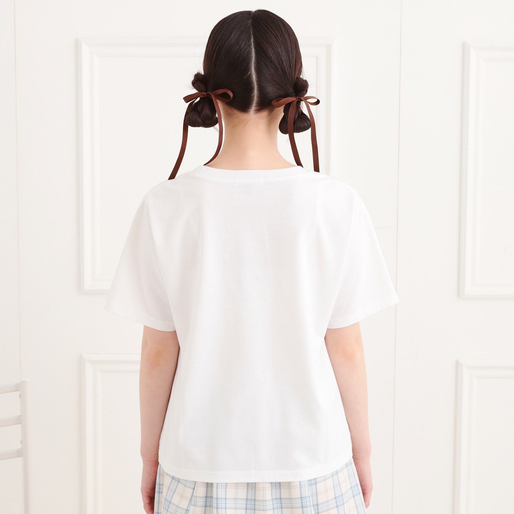 ピンク ラテ PINK-latte ツイルアップリケTシャツ （チャコールグレー(014)） チャコールグレー(014)
