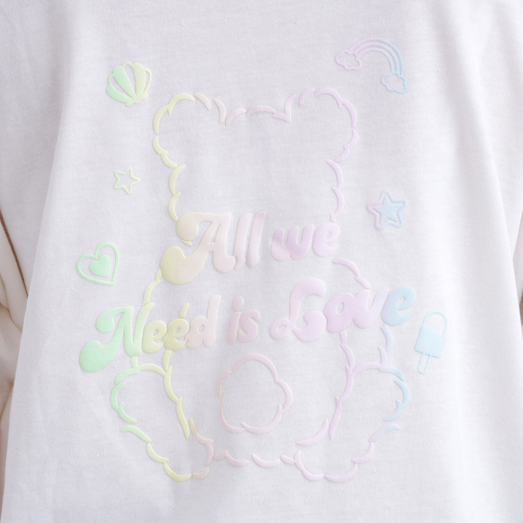 ピンク ラテ PINK-latte 接触冷感 グラデーションくまちゃん発砲ビッグTシャツ （チャコールグレー(014)） チャコールグレー(014)