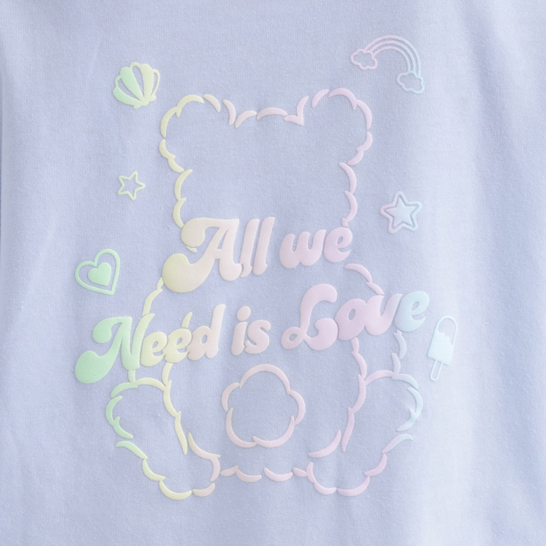 ピンク ラテ PINK-latte 接触冷感 グラデーションくまちゃん発砲ビッグTシャツ （チャコールグレー(014)） チャコールグレー(014)