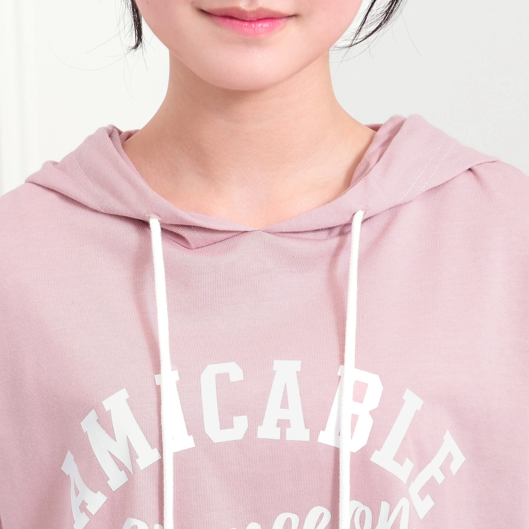 ピンク ラテ PINK-latte 【セットアップアイテム】接触冷感半袖パーカー＋ハーフパンツセット （オフホワイト(003)） オフホワイト(003)
