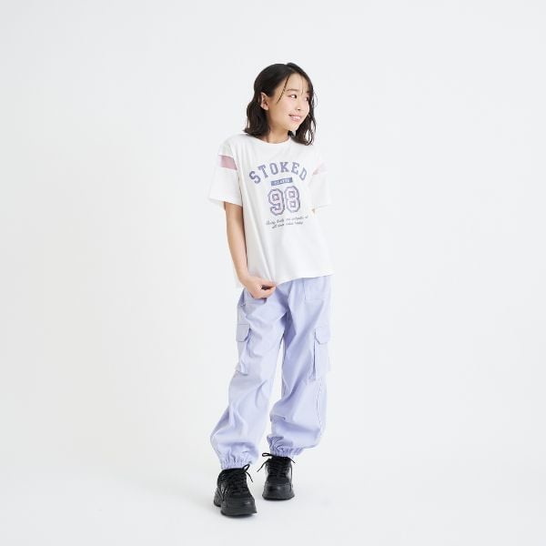 ピンク ラテ PINK-latte 袖チュール切替ナンバリング半袖Tシャツ （黒） 黒