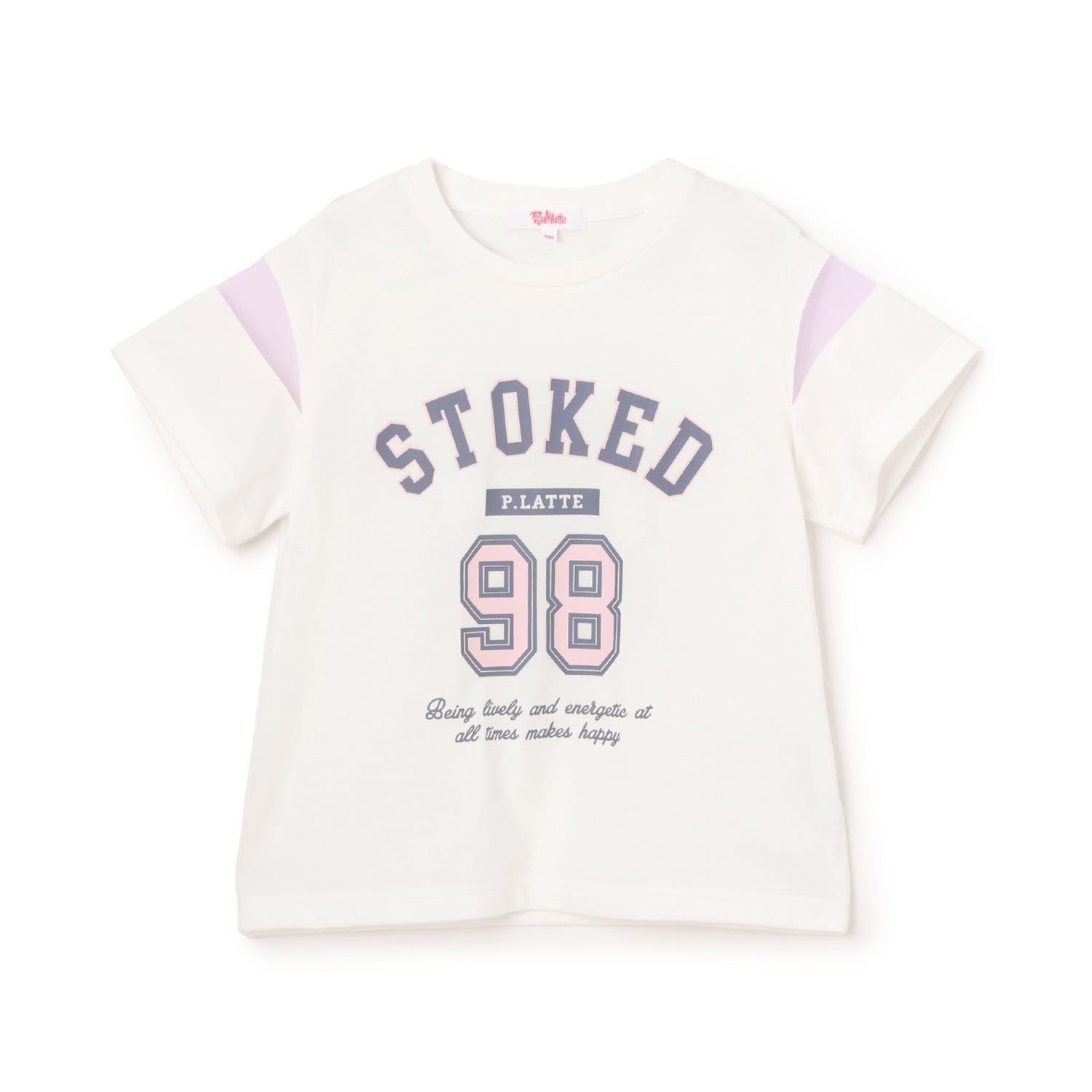ピンク ラテ PINK-latte 袖チュール切替ナンバリング半袖Tシャツ （黒） 黒
