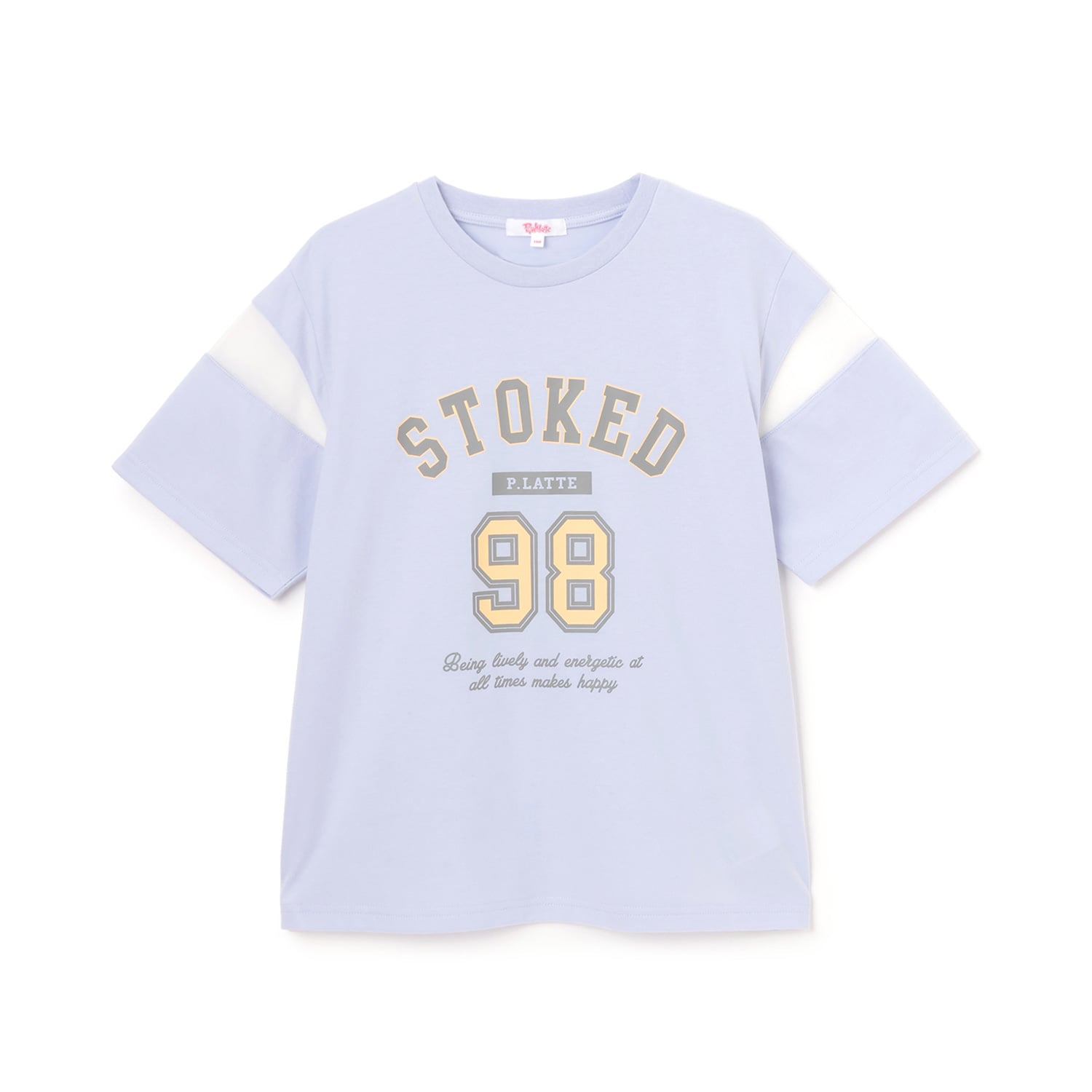 ピンク ラテ PINK-latte 袖チュール切替ナンバリング半袖Tシャツ （黒） 黒