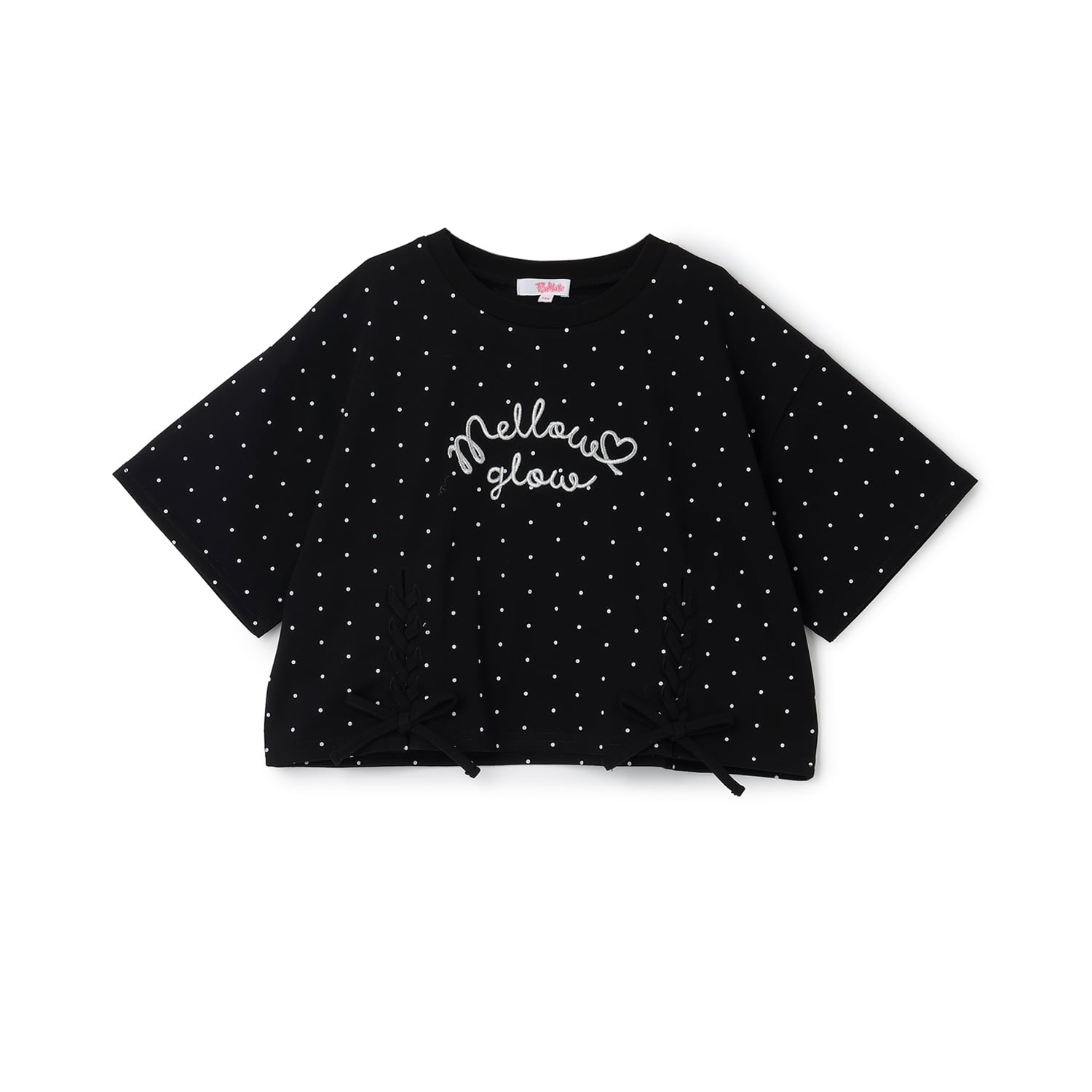 ピンク ラテ PINK-latte アソート柄レースアップ半袖Tシャツ （オフ ホワイト） オフ ホワイト
