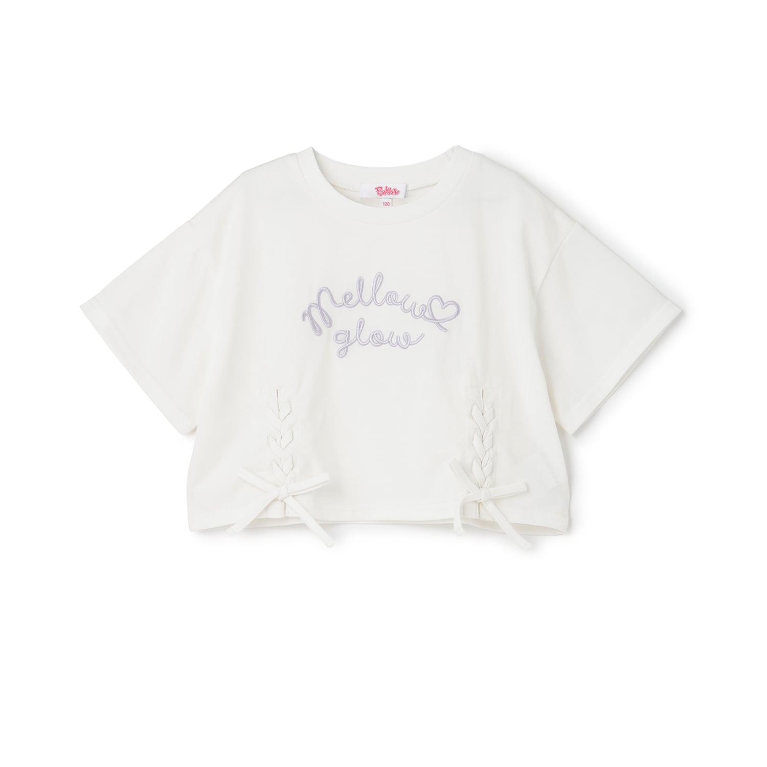 ピンク ラテ PINK-latte アソート柄レースアップ半袖Tシャツ （オフ ホワイト） オフ ホワイト