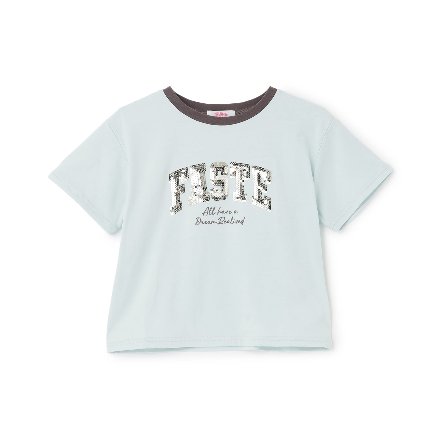 ピンク ラテ PINK-latte 【接触冷感】キラキラカレッジリンガー半袖Tシャツ （ミント） ミント