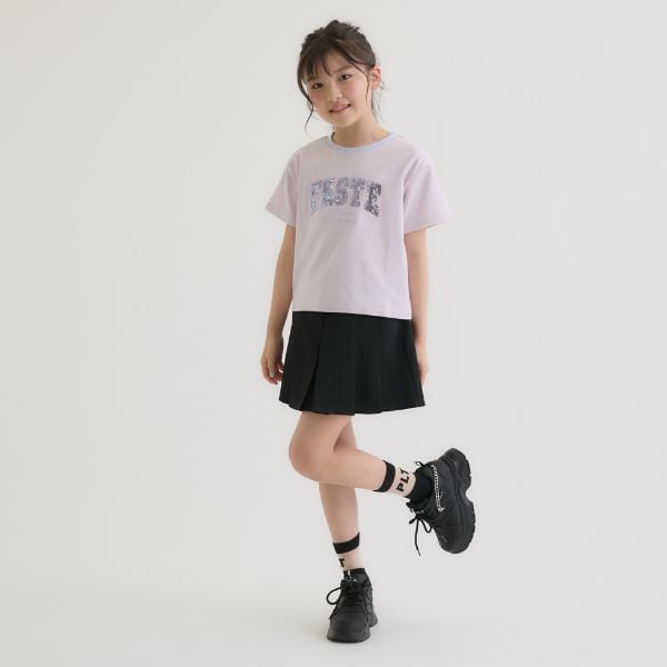 ピンク ラテ PINK-latte 【接触冷感】キラキラカレッジリンガー半袖Tシャツ （ミント） ミント