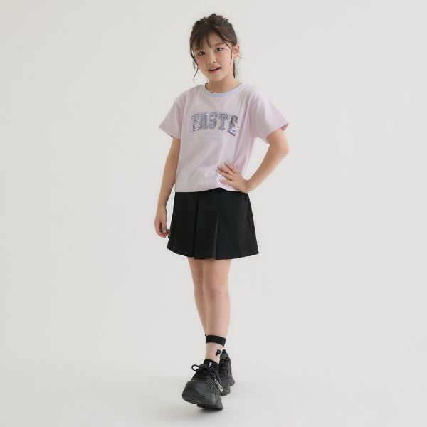 ピンク ラテ PINK-latte 【接触冷感】キラキラカレッジリンガー半袖Tシャツ （ミント） ミント