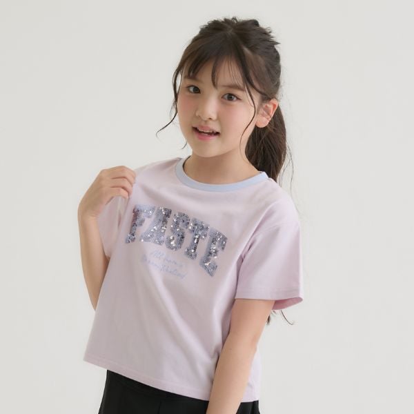 ピンク ラテ PINK-latte 【接触冷感】キラキラカレッジリンガー半袖Tシャツ （ミント） ミント