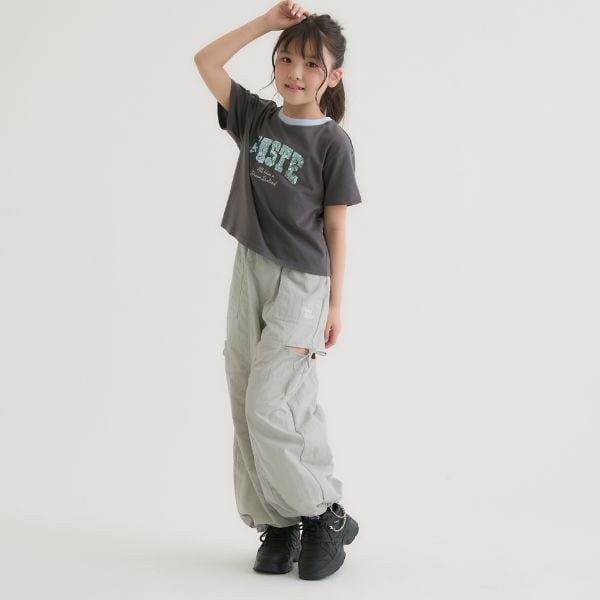 ピンク ラテ PINK-latte 【接触冷感】キラキラカレッジリンガー半袖Tシャツ （ミント） ミント