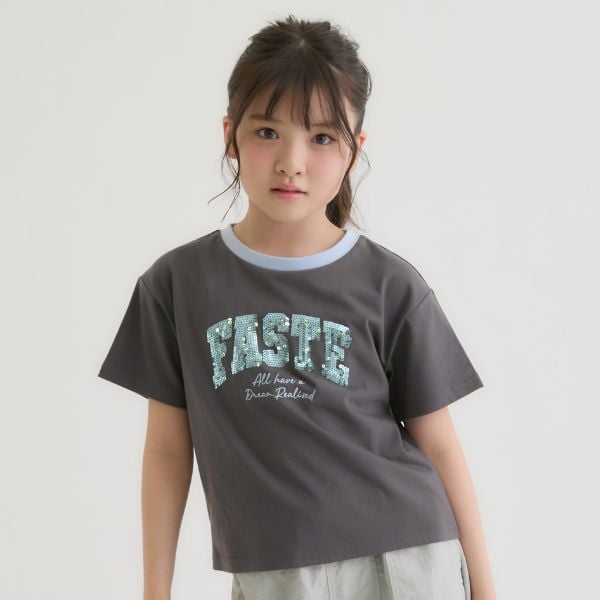 ピンク ラテ PINK-latte 【接触冷感】キラキラカレッジリンガー半袖Tシャツ （ミント） ミント