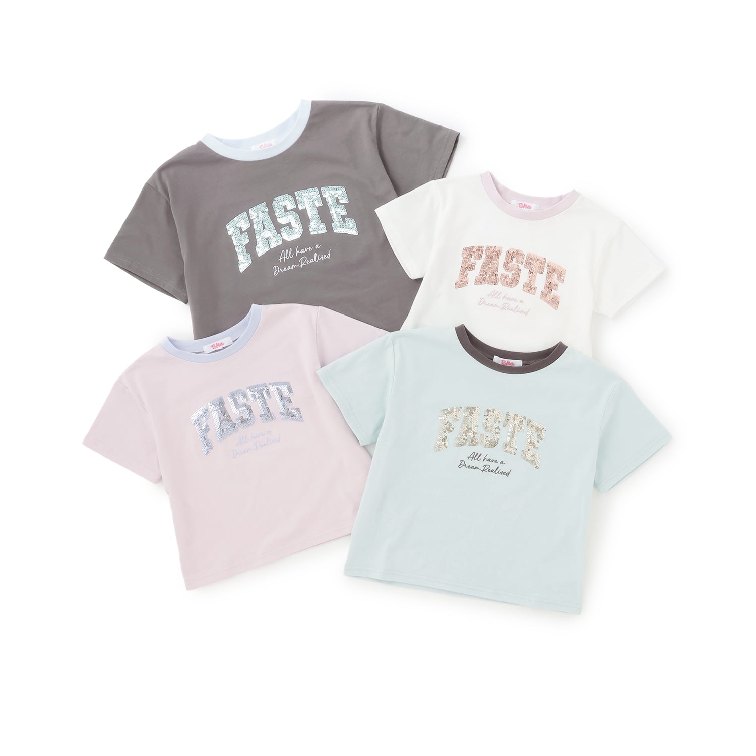 ピンク ラテ PINK-latte 【接触冷感】キラキラカレッジリンガー半袖Tシャツ （ミント） ミント