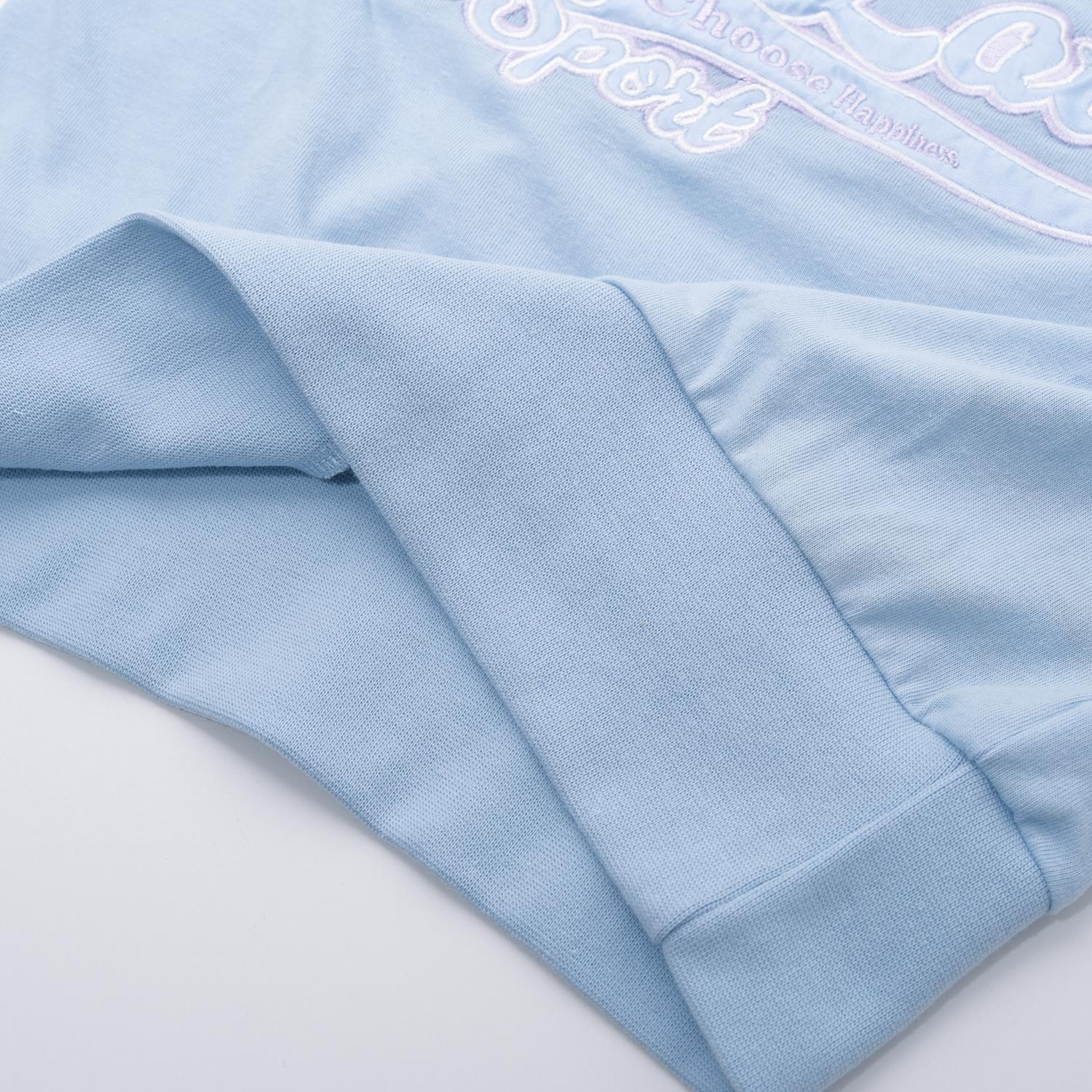 ピンク ラテ PINK-latte PINK latte SPORT 袖リボンラインショート丈Tシャツ （41/サックス） 41/サックス