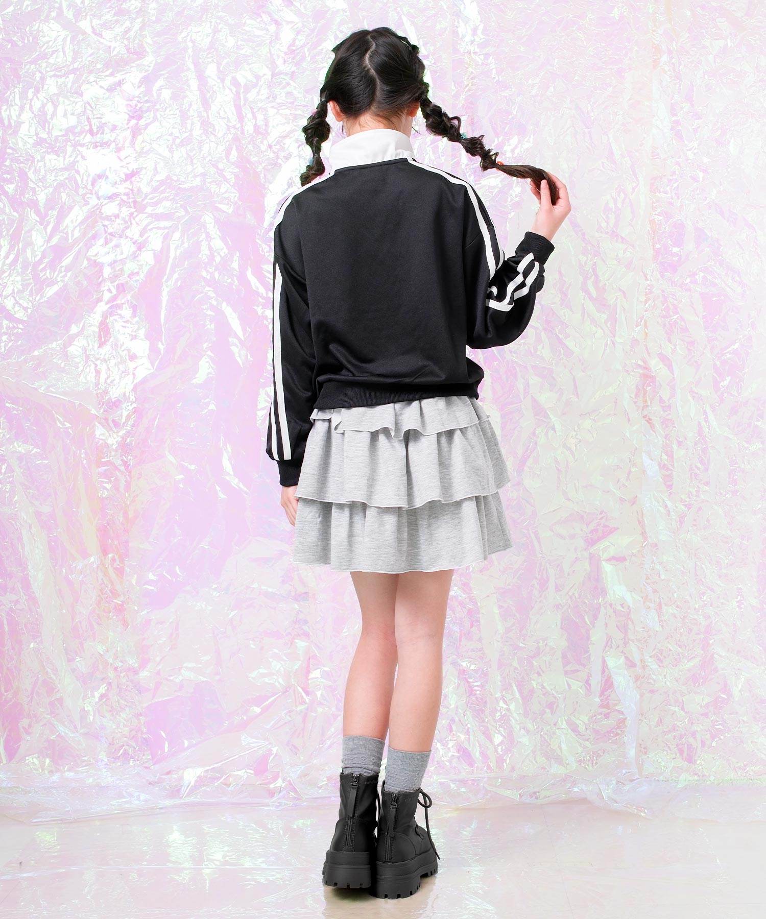 ピンク ラテ PINK-latte PINK latte SPORT 袖ラインハーフジップジャージ （5） 5
