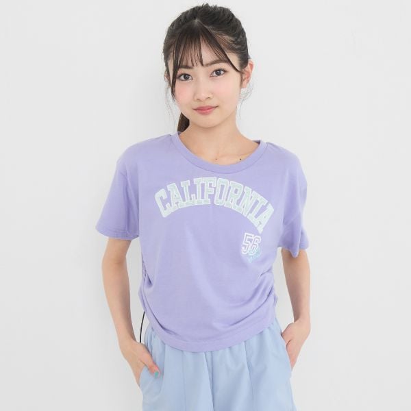 ピンク ラテ PINK-latte 【別注】サイドギャザーデザイン半袖T （黒） 黒