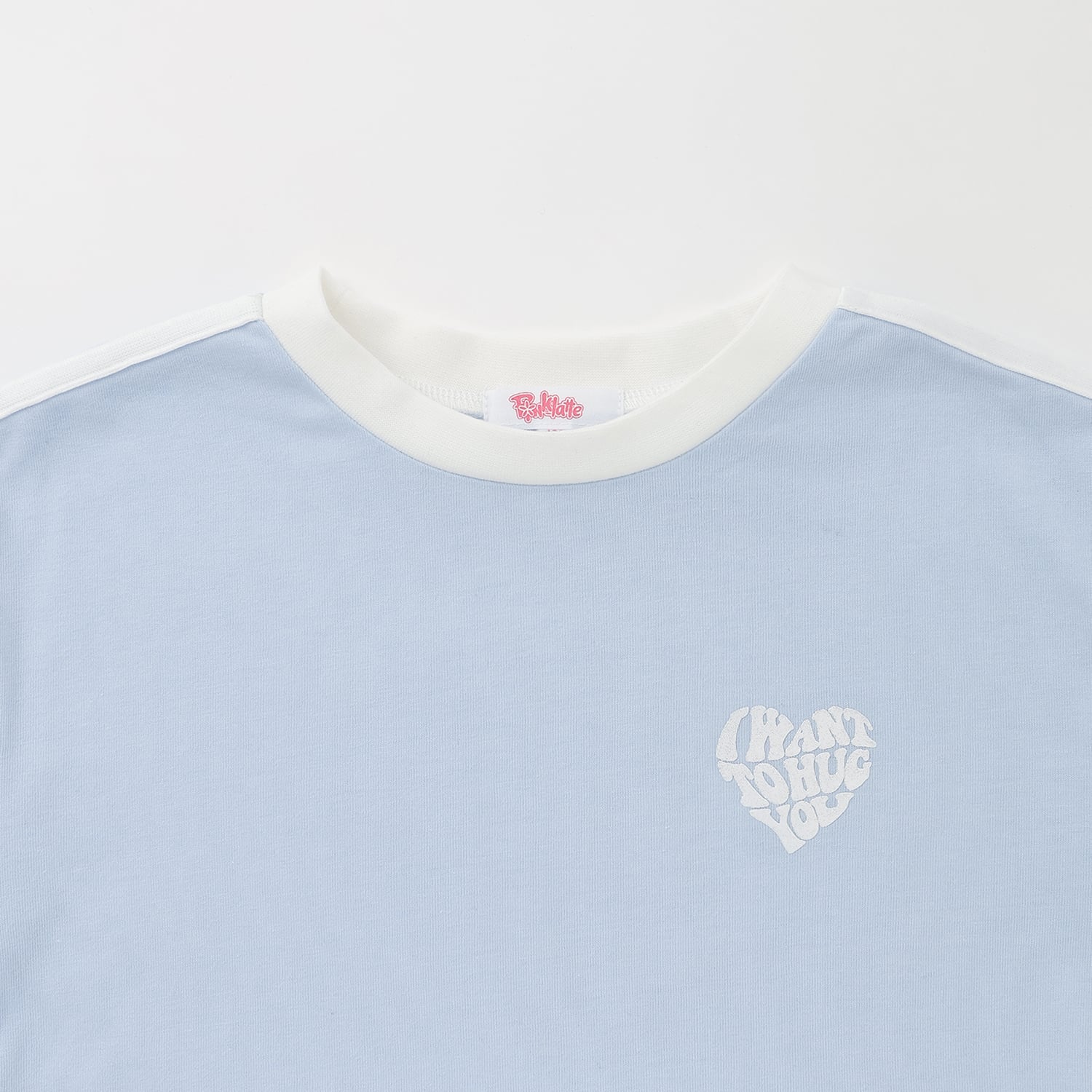 ピンク ラテ PINK-latte 【接触冷感】ハート袖ライン半袖Tシャツ （サックス） サックス