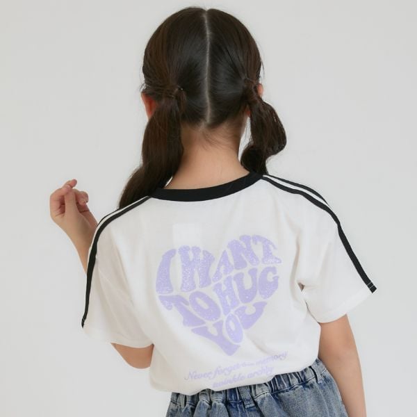 ピンク ラテ PINK-latte 【接触冷感】ハート袖ライン半袖Tシャツ （サックス） サックス