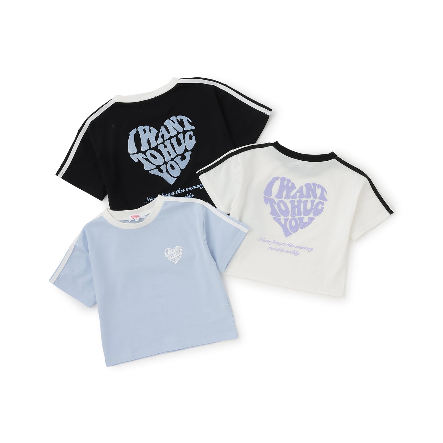 ピンク ラテ PINK-latte 【接触冷感】ハート袖ライン半袖Tシャツ （サックス） サックス