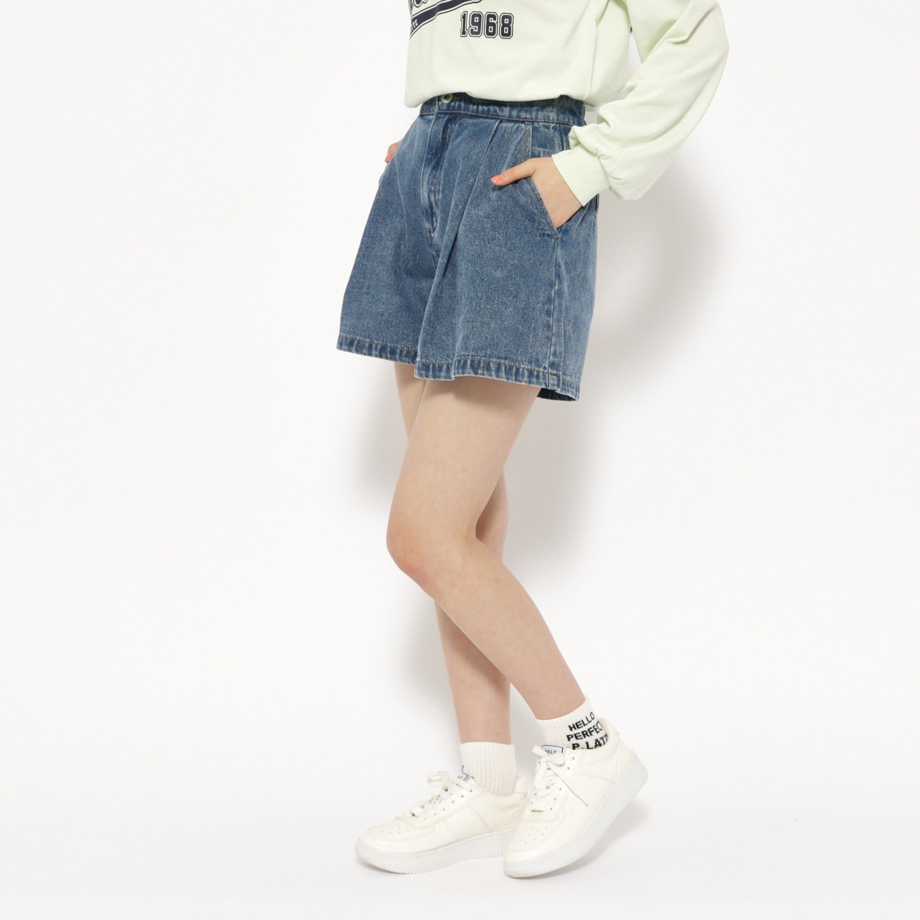 PINK-latte [SETUP available] Denim flare culottes