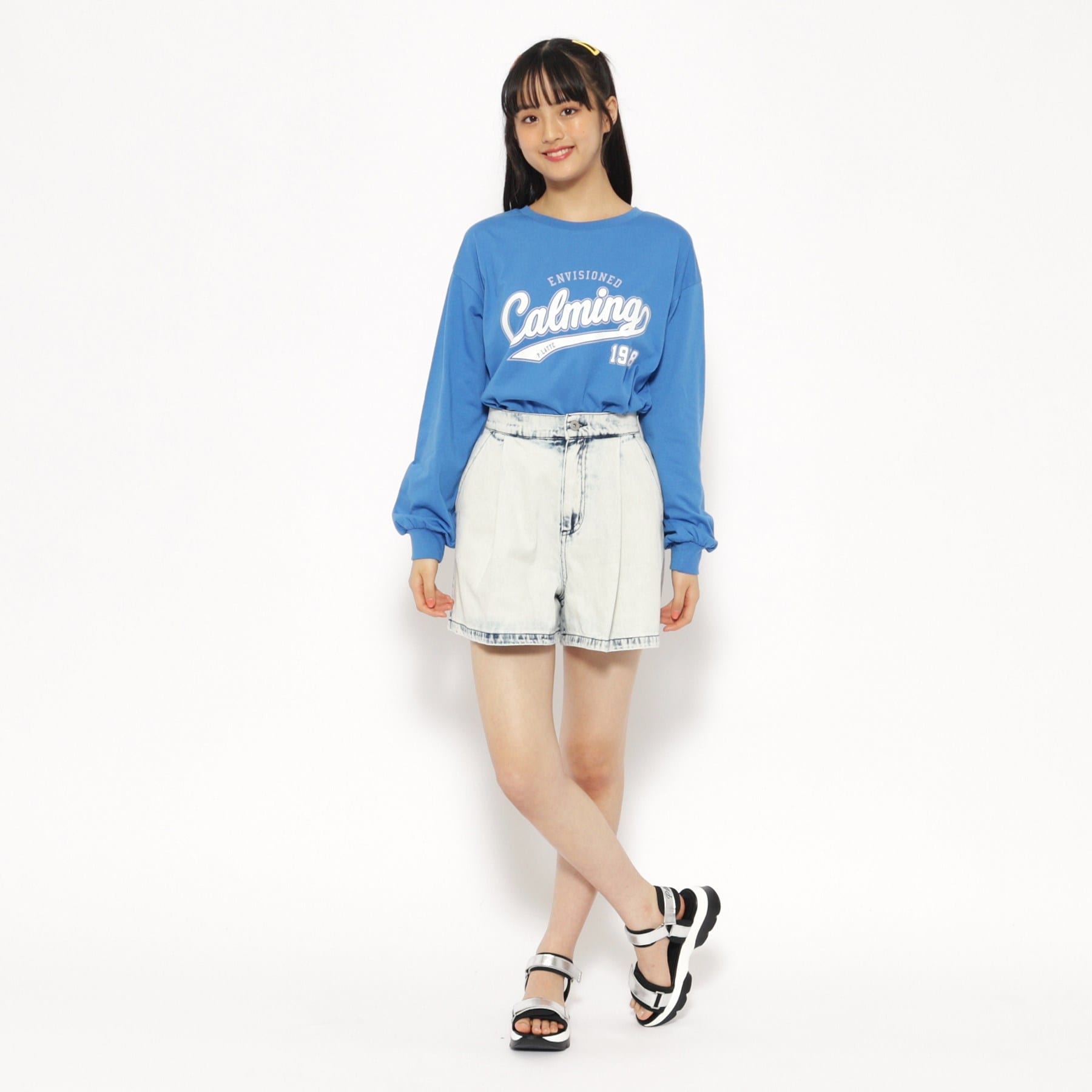 PINK-latte [SETUP available] Denim flare culottes