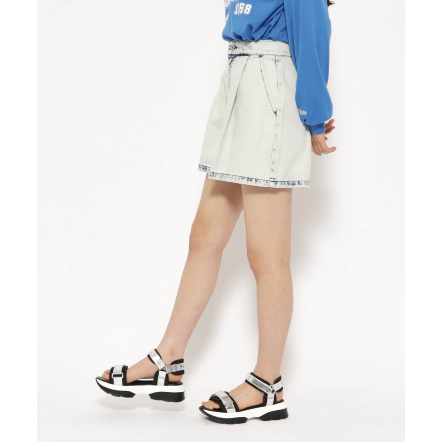 PINK-latte [SETUP available] Denim flare culottes