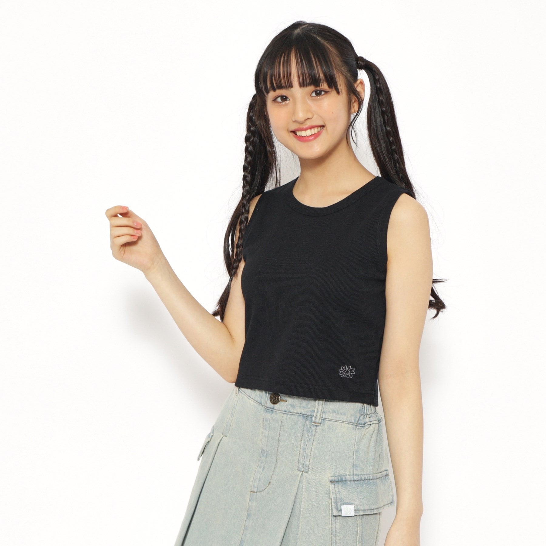 ピンク ラテ PINK-latte 【パッド付】テレコアメリカンスリーブタンク