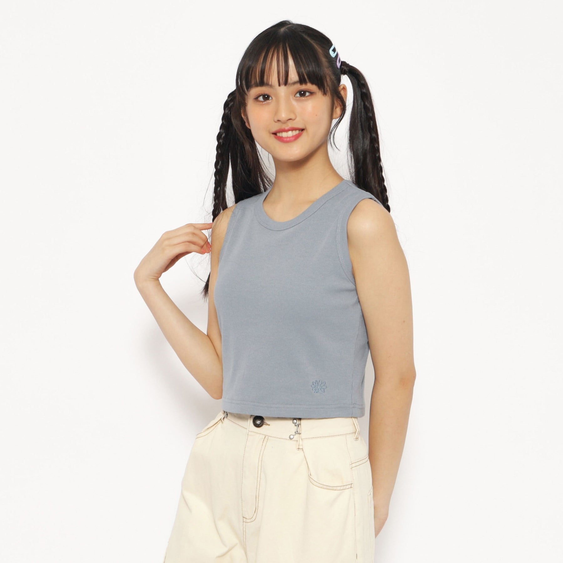 ピンク ラテ PINK-latte 【パッド付】テレコアメリカンスリーブタンク